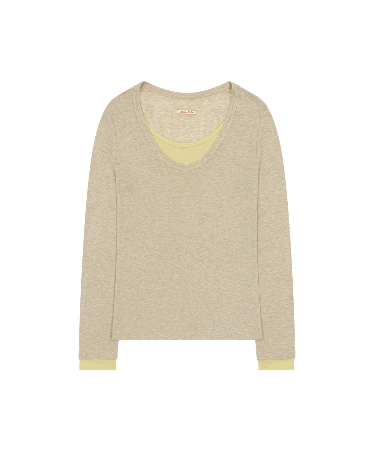 반원 아틀리에(VANONE ATELIER) A3634 레이어드 U넥 티셔츠_Beige