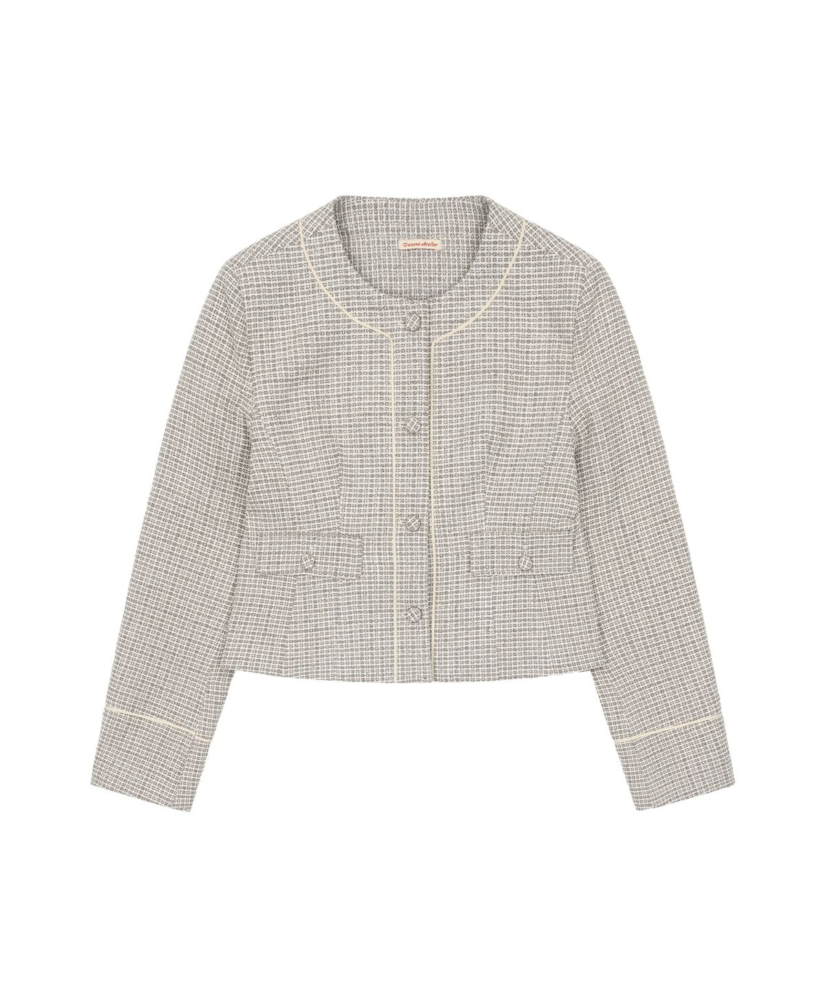 반원 아틀리에(VANONE ATELIER) O3773 파이핑 트위드 재킷_Gray
