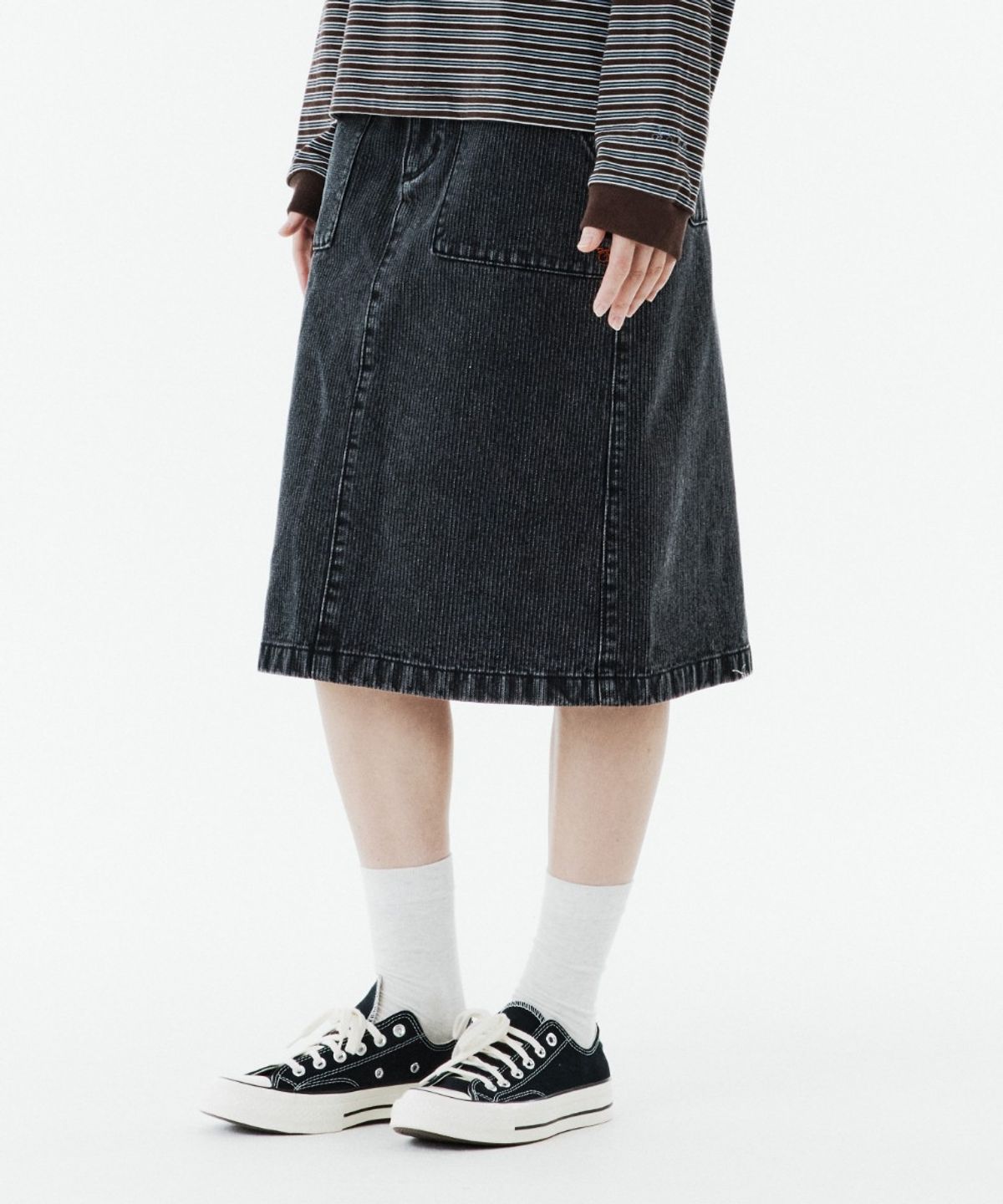 브롬톤 런던(BROMPTON LONDON) W CORDUROY DENIM SKIRT - BLACK (P263WSK460)