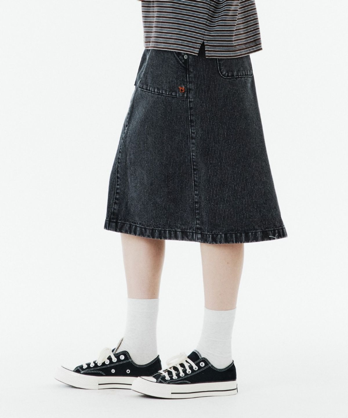 브롬톤 런던(BROMPTON LONDON) W CORDUROY DENIM SKIRT - BLACK (P263WSK460)