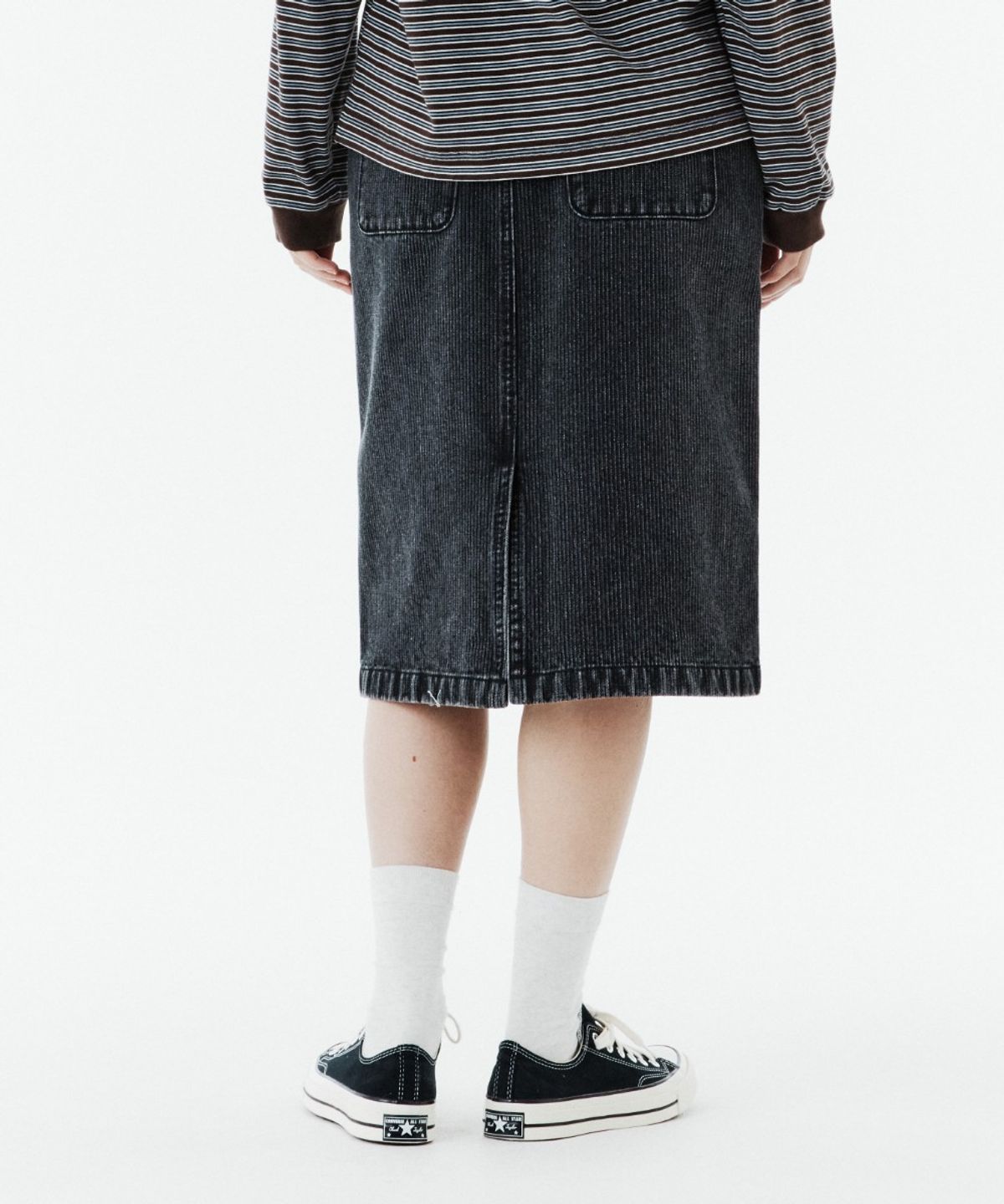 브롬톤 런던(BROMPTON LONDON) W CORDUROY DENIM SKIRT - BLACK (P263WSK460)