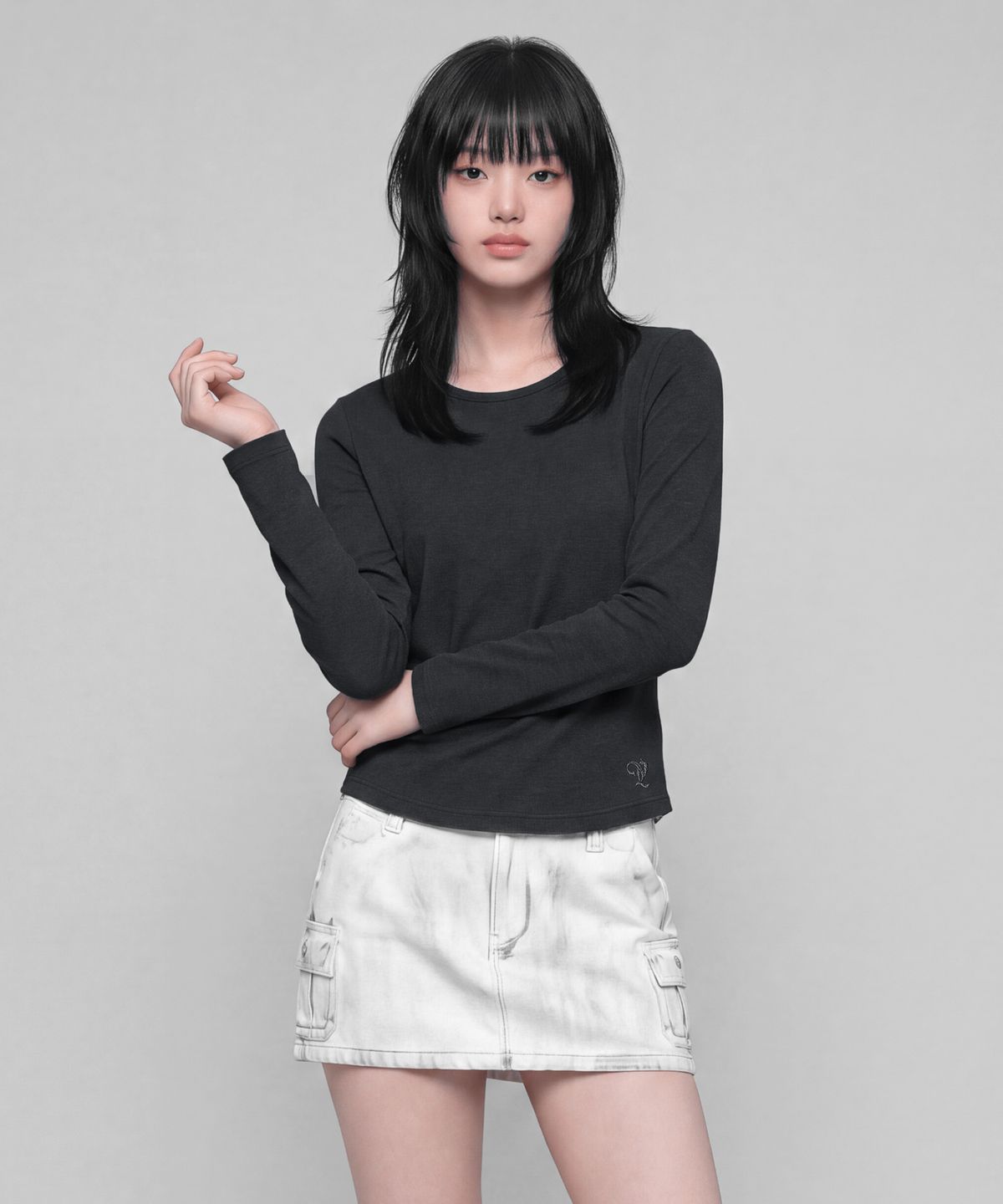 버던트(VERDNT) 컴포트 브러쉬드 롱 슬리브 [차콜]
