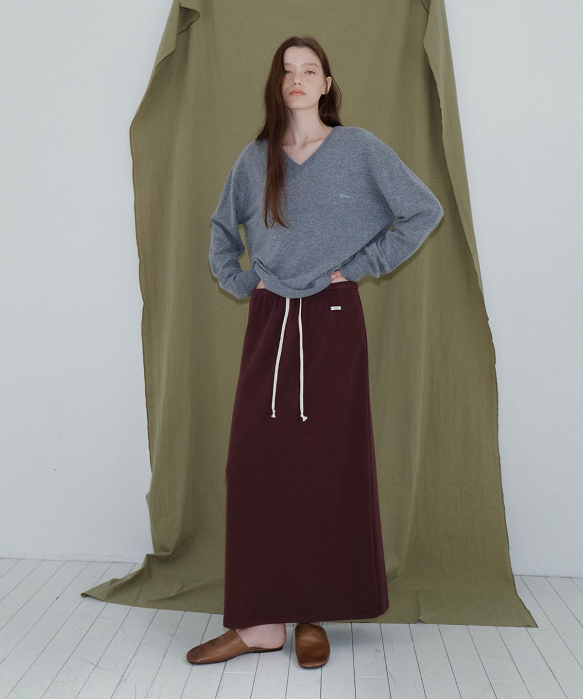 프리버07(FRIVER07) String easy long skirt [FRFA05SK03]_Wine