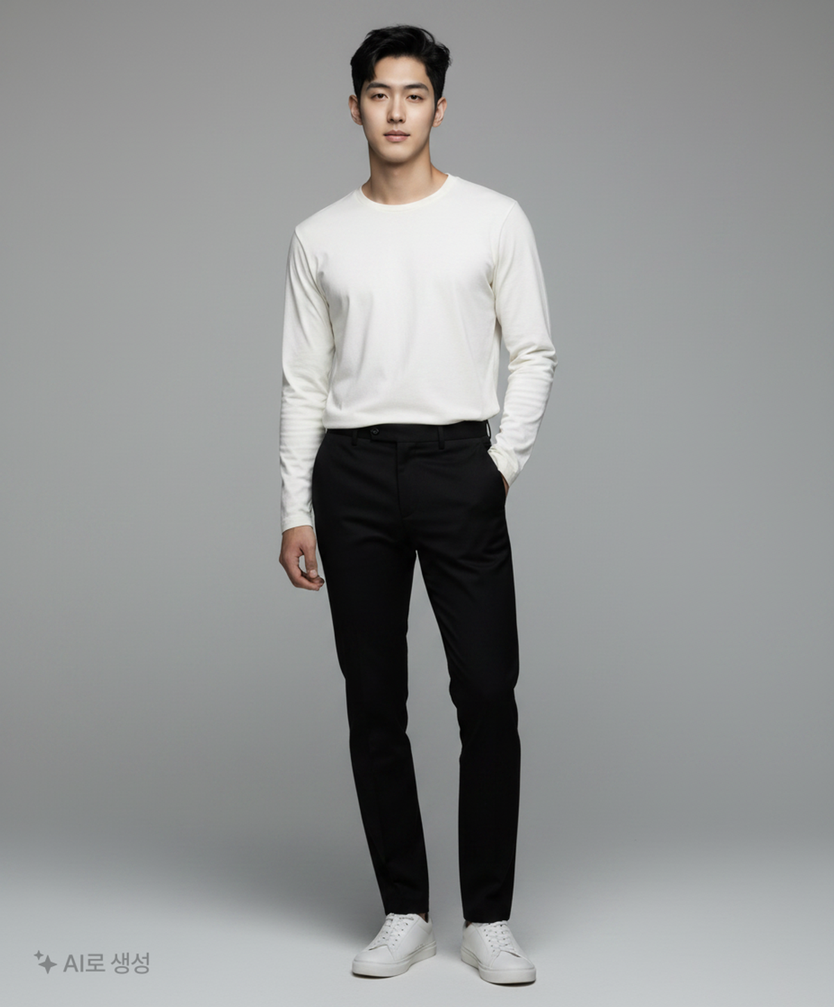 무신사 스탠다드(MUSINSA STANDARD) 베이식 긴팔 티셔츠 [화이트] L