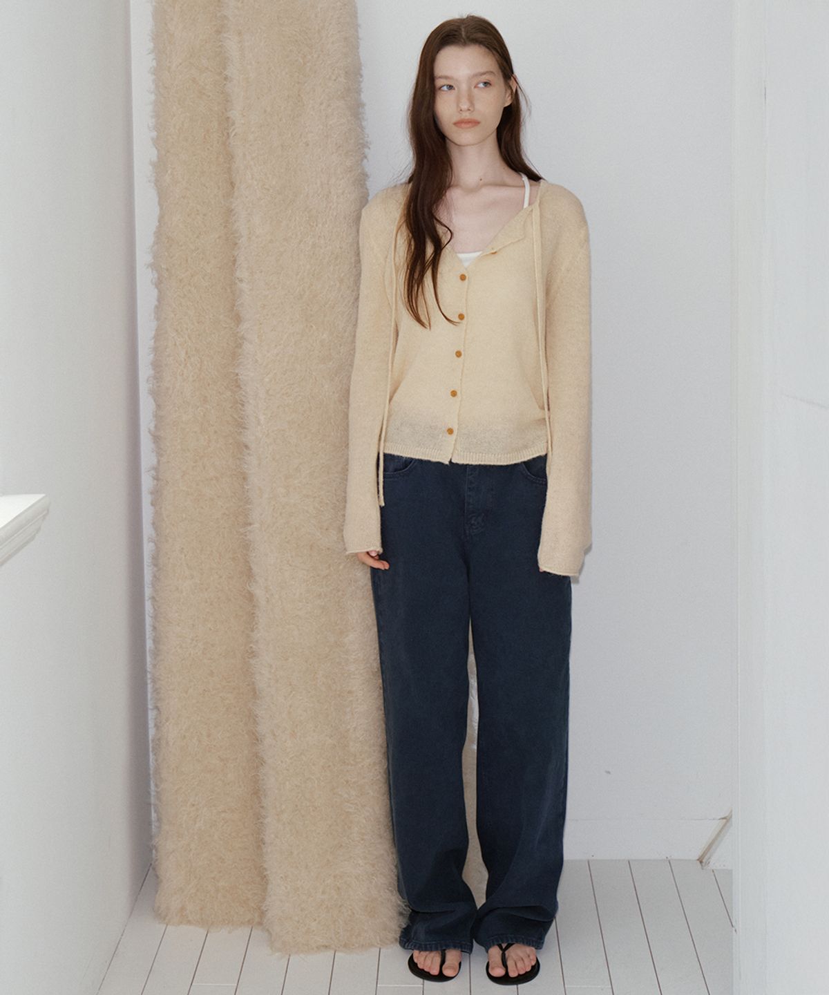 프리버07(FRIVER07) Ribbon alpaca knit cardigan [FRFA05CD01]_Butter