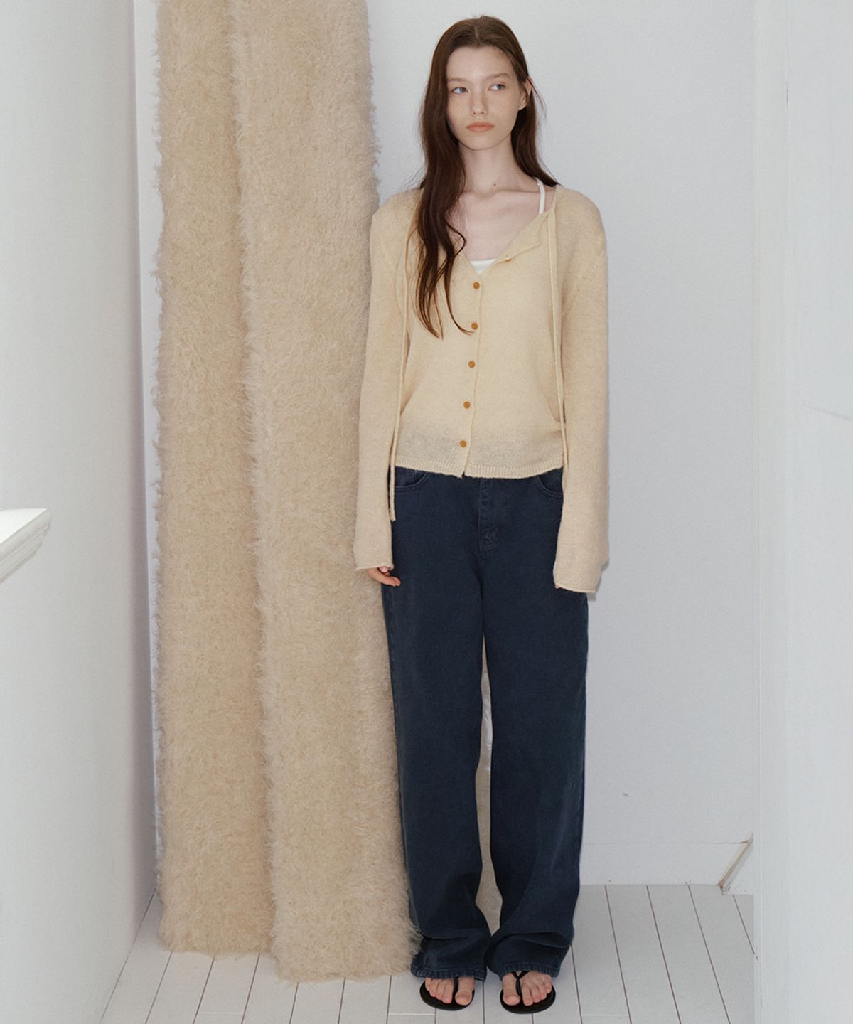 프리버07(FRIVER07) Ribbon alpaca knit cardigan [FRFA05CD01]_Butter