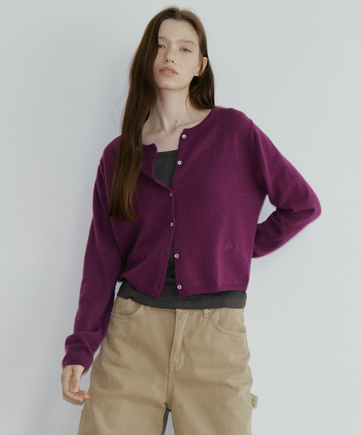 프리버07(FRIVER07) Cashmere blended round cardigan [FRFA05CD04]_Violet
