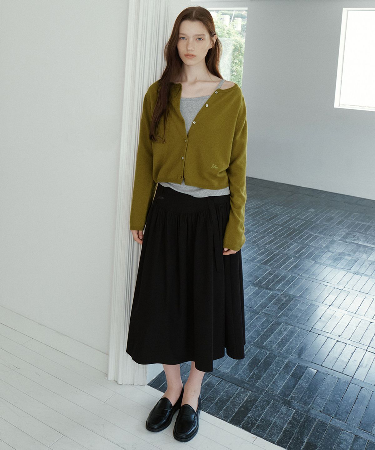 프리버07(FRIVER07) Cashmere blended round cardigan [FRFA05CD03]_Olive