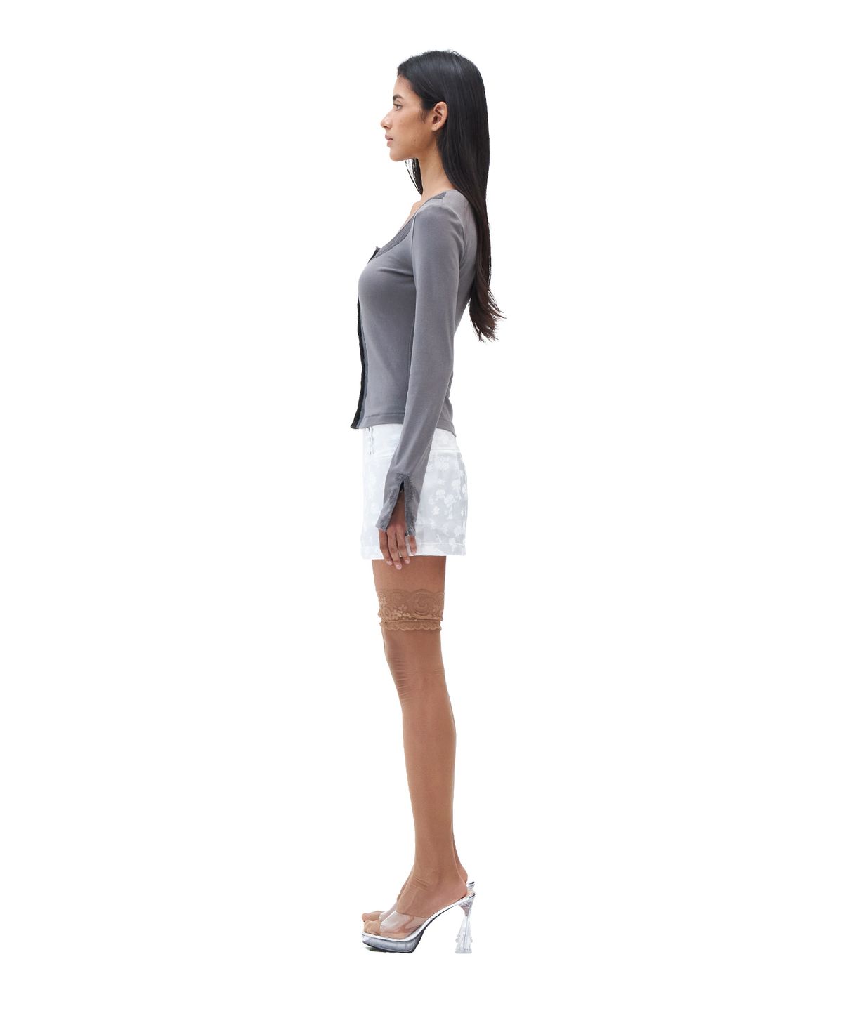 힐다(HILLDA) Odette Lace Cardigan [Gray]