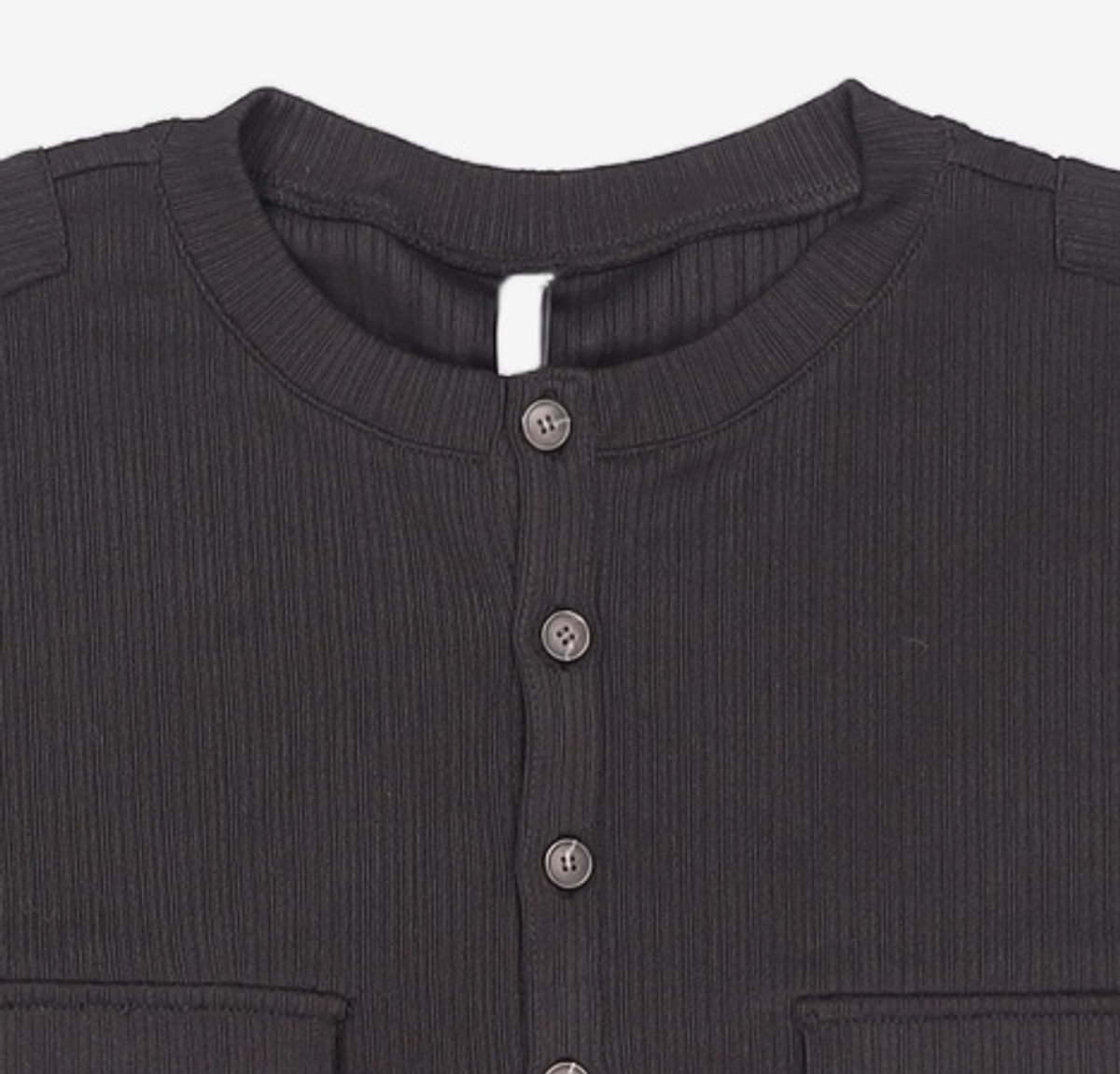노이어(NOIRER) 리브드 헨리넥 하프 티셔츠 (블랙) 2XL