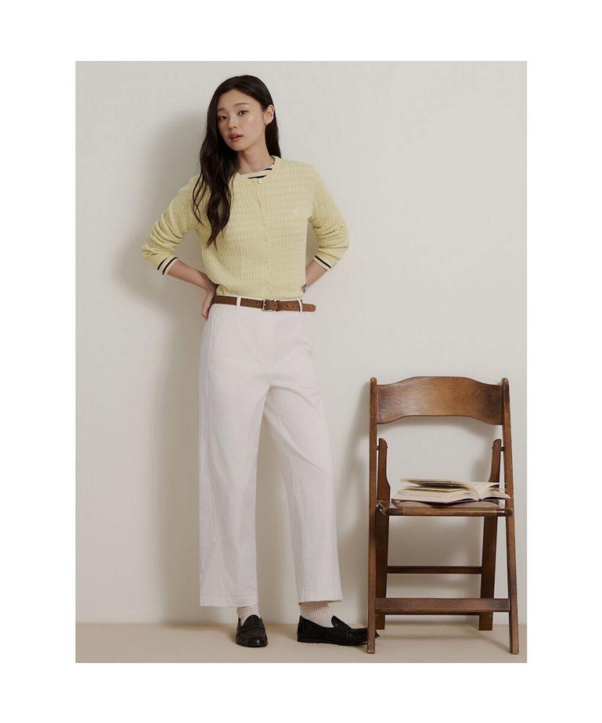 빈폴 레이디스(BEANPOLE LADIES) [Essential] 울 슬림케이블 카디건  옐로우 (BF685AE06E)