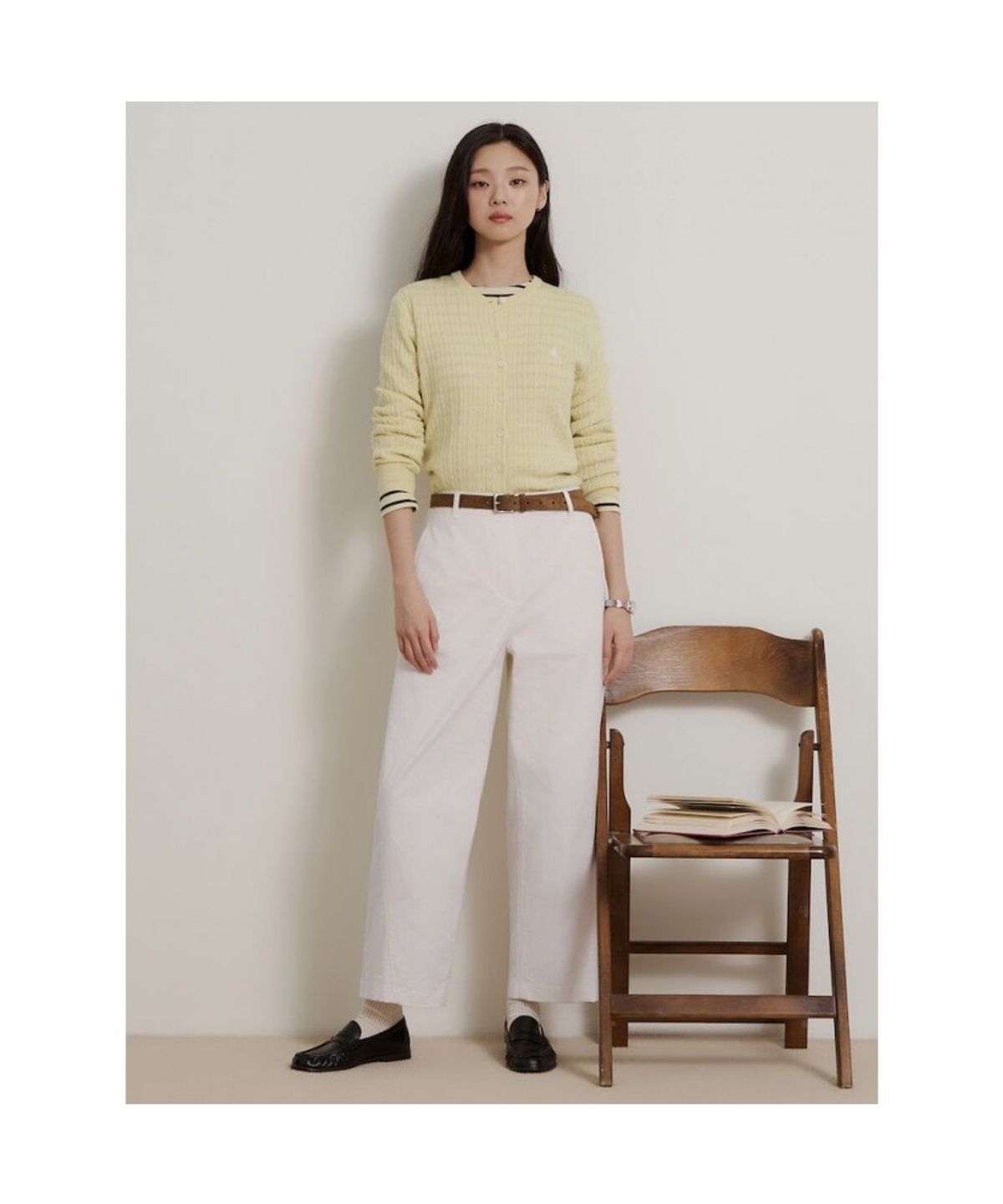 빈폴 레이디스(BEANPOLE LADIES) [Essential] 울 슬림케이블 카디건  옐로우 (BF685AE06E)