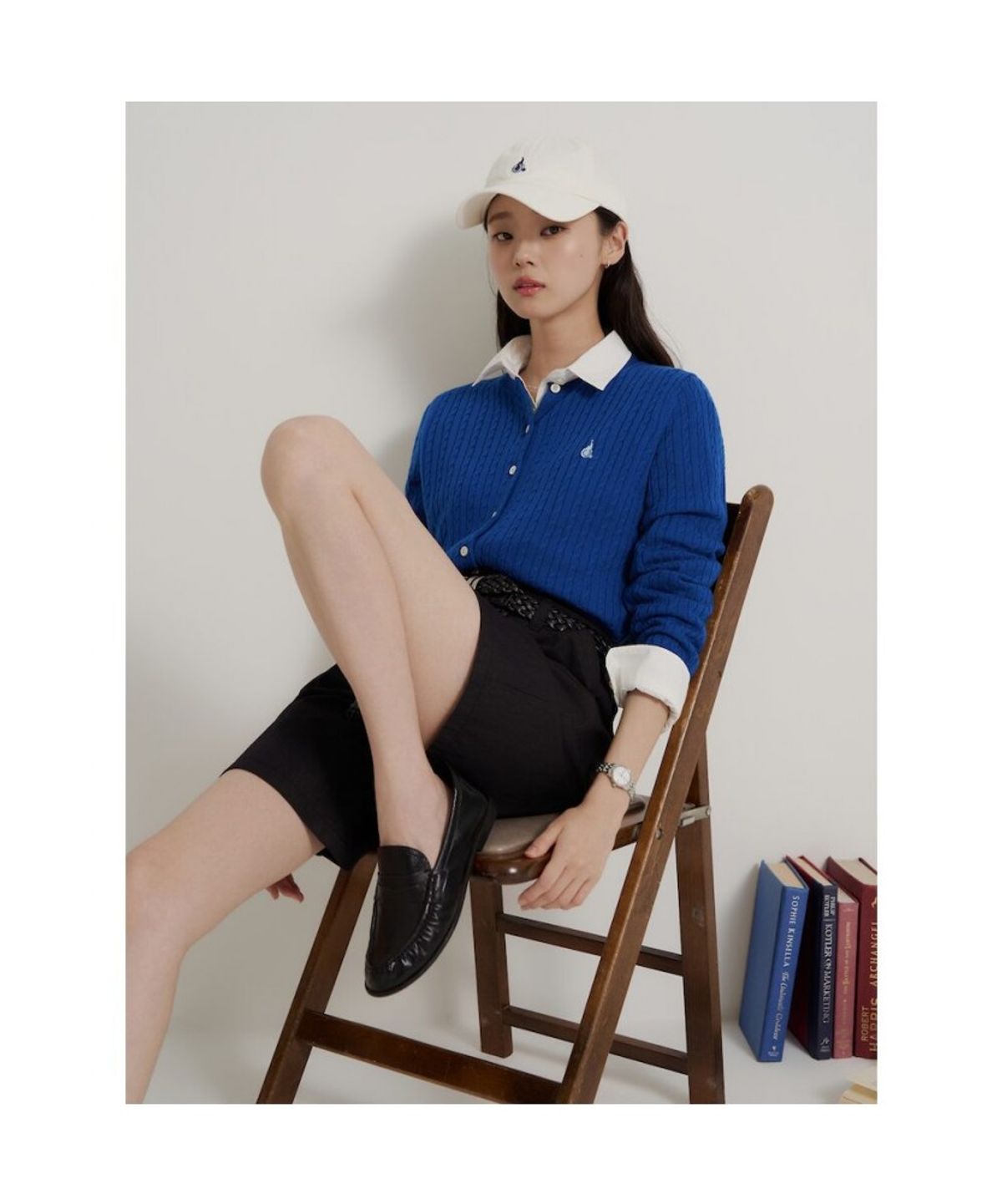 빈폴 레이디스(BEANPOLE LADIES) [Essential] 울 슬림케이블 카디건  블루 (BF685AE06P)