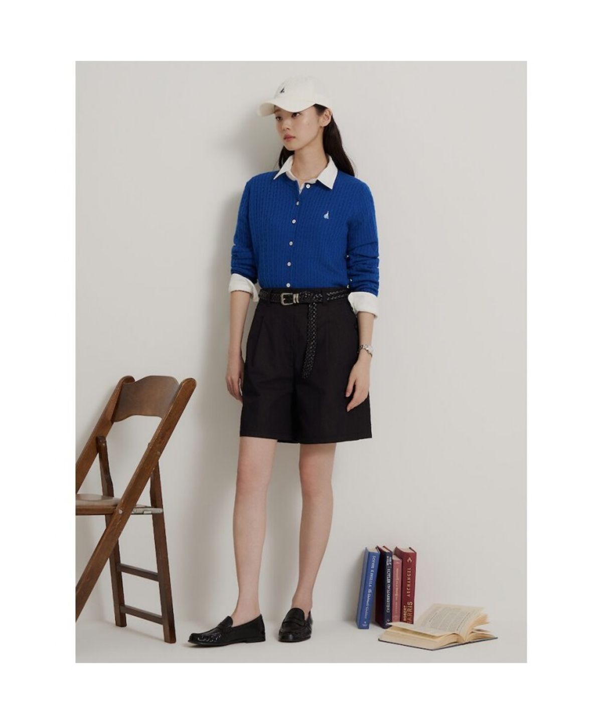 빈폴 레이디스(BEANPOLE LADIES) [Essential] 울 슬림케이블 카디건  블루 (BF685AE06P)