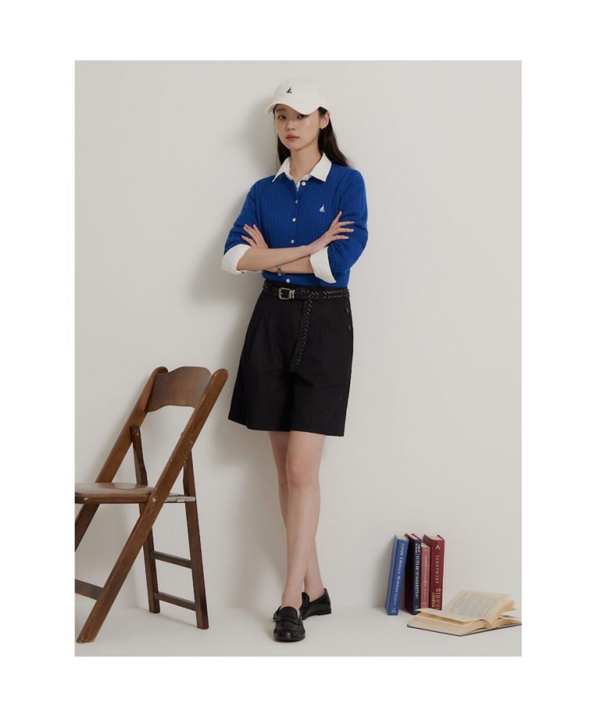 빈폴 레이디스(BEANPOLE LADIES) [Essential] 울 슬림케이블 카디건  블루 (BF685AE06P)