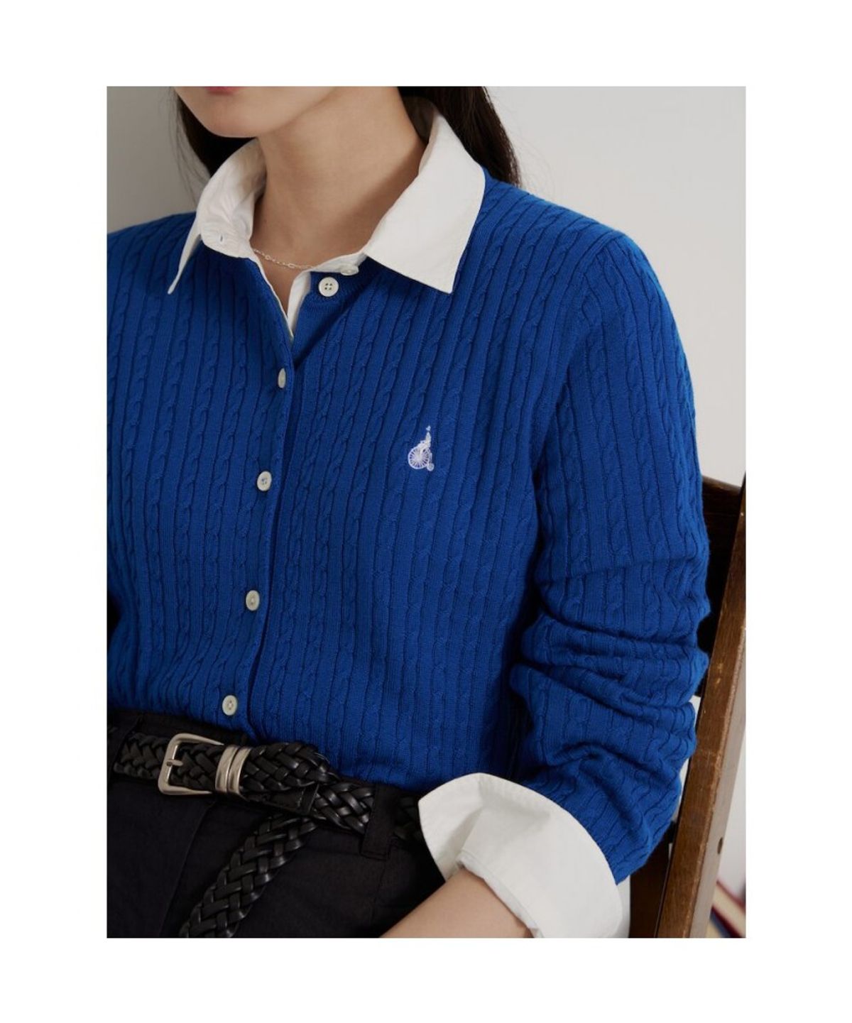 빈폴 레이디스(BEANPOLE LADIES) [Essential] 울 슬림케이블 카디건  블루 (BF685AE06P)