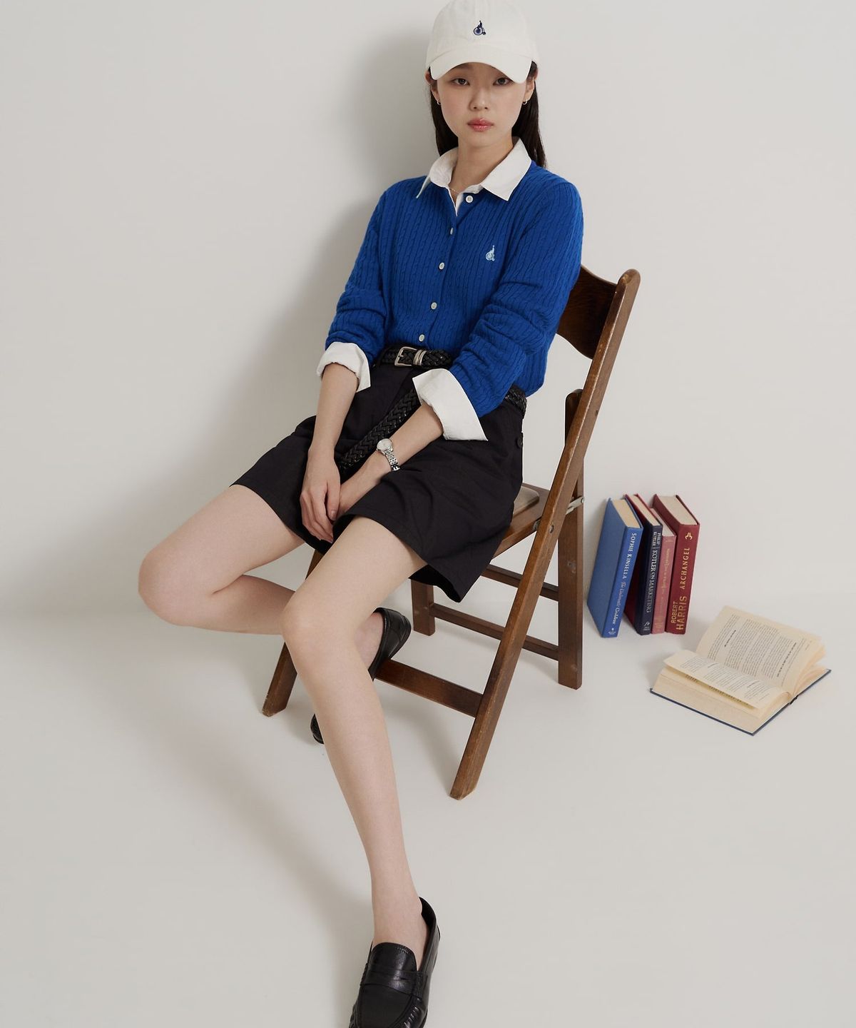 빈폴 레이디스(BEANPOLE LADIES) [Essential] 울 슬림케이블 카디건  블루 (BF685AE06P)