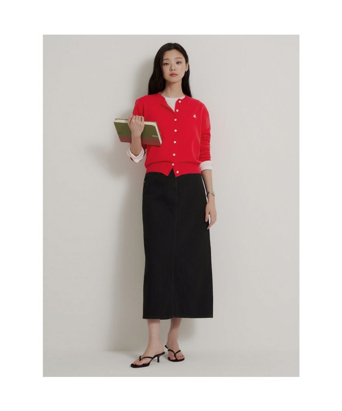 빈폴 레이디스(BEANPOLE LADIES) [Essential] 라운드넥 카디건  레드 (BF685AE906)