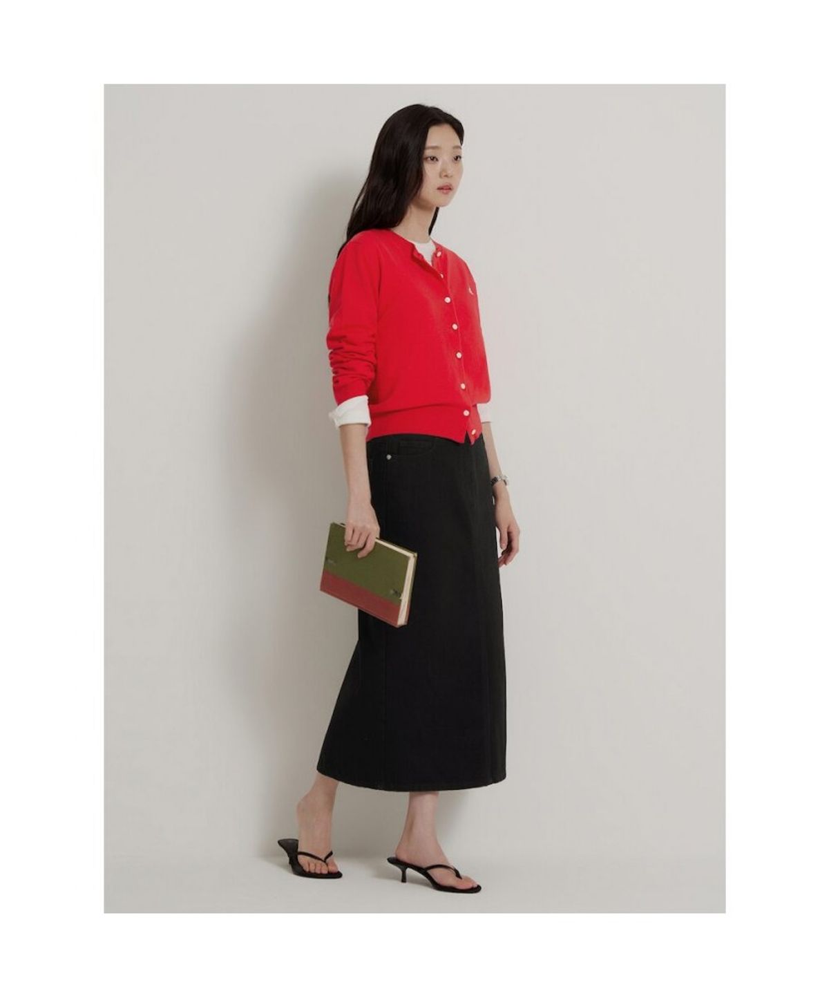 빈폴 레이디스(BEANPOLE LADIES) [Essential] 라운드넥 카디건  레드 (BF685AE906)