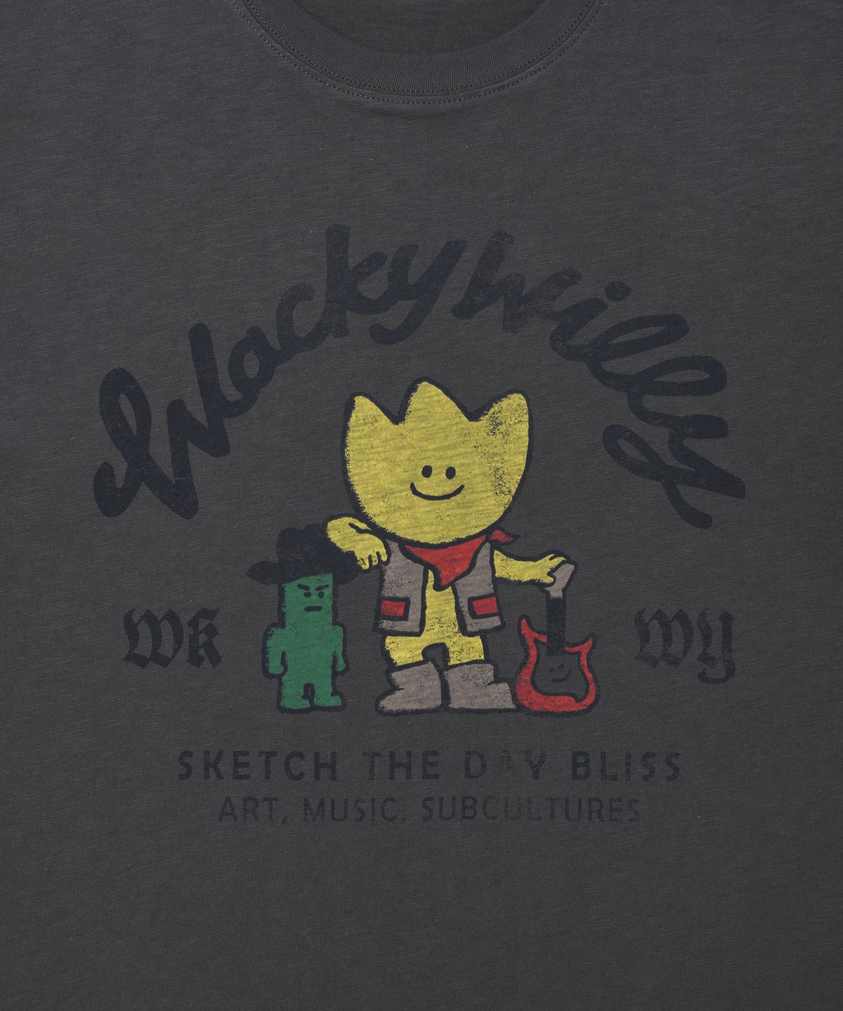 와키윌리(WACKY WILLY) 키키&포코 슬럽 반팔 티셔츠 차콜