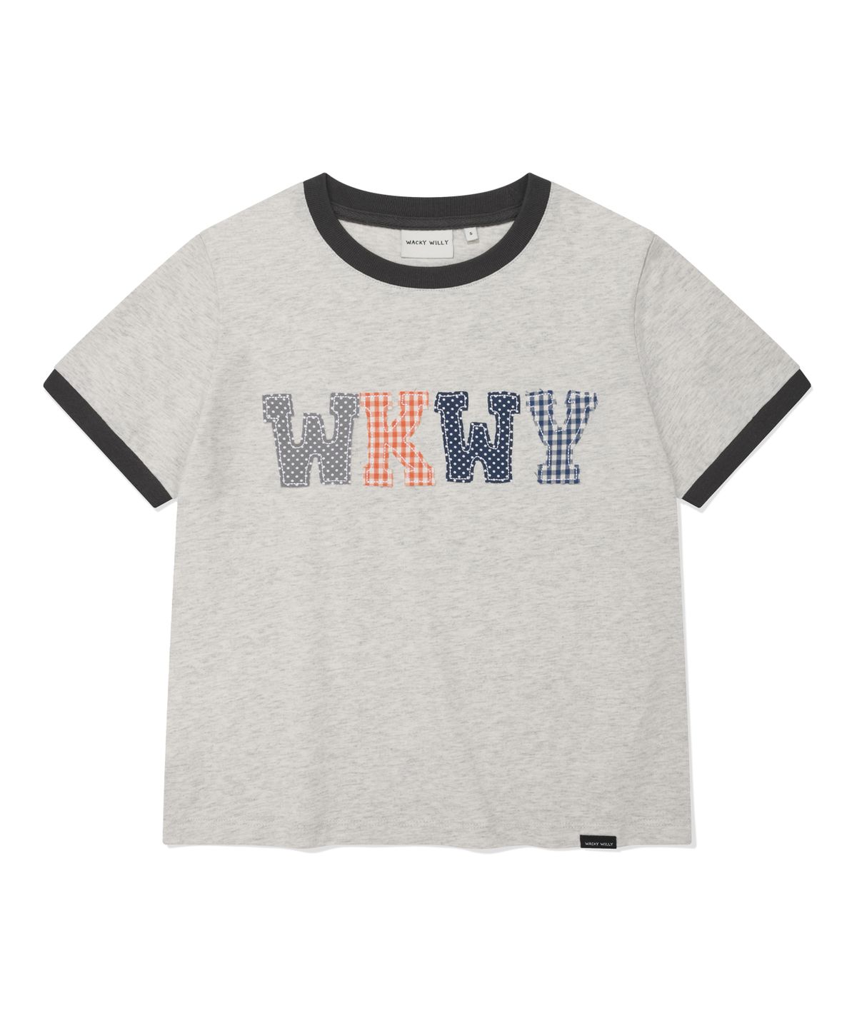 와키윌리(WACKY WILLY) 우먼스 타이포 패치워크 반팔티셔츠 오트밀