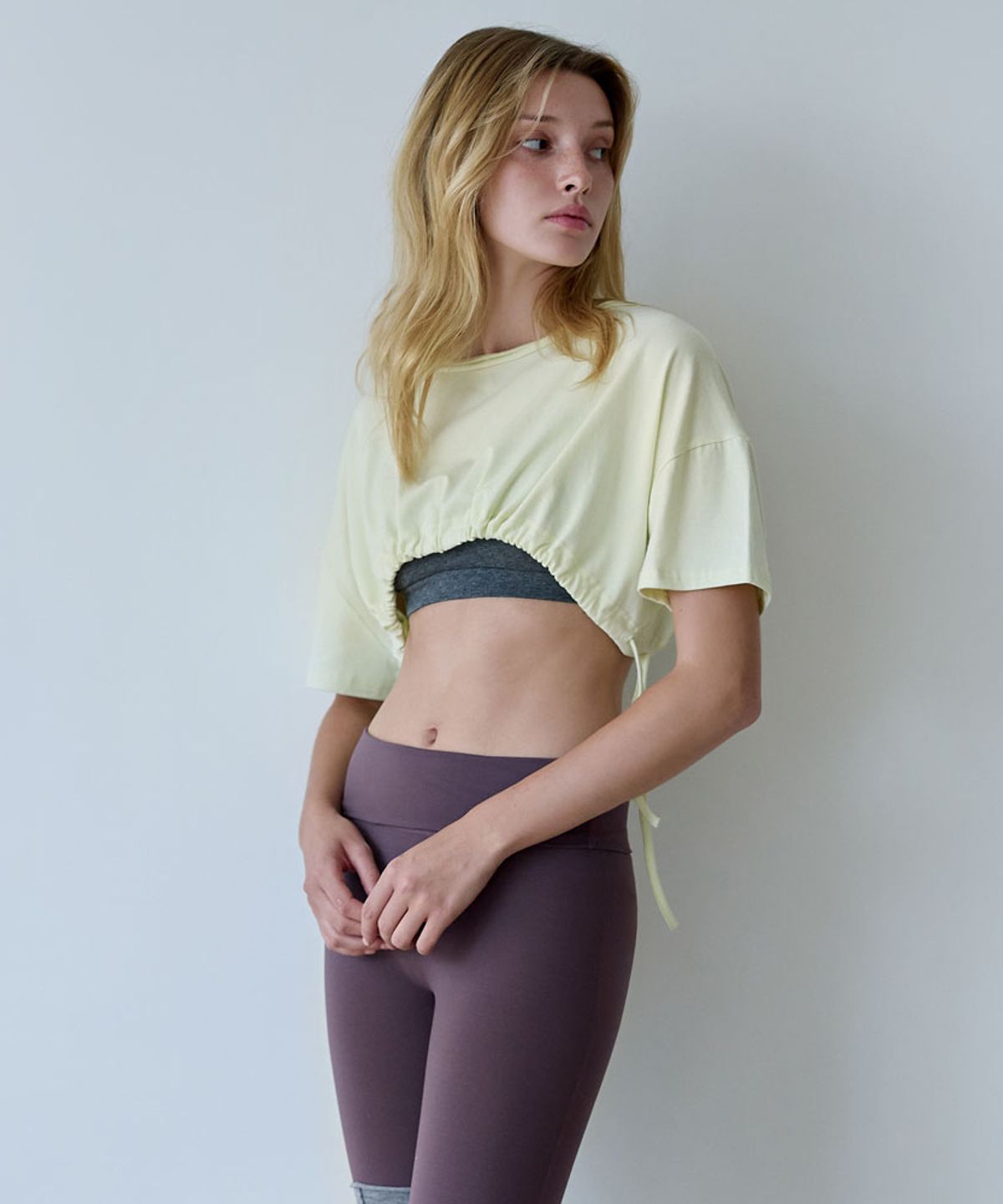 데비웨어(DEVIWEAR) 루프 셔링 크롭티 DEVI-T0159-크림레몬