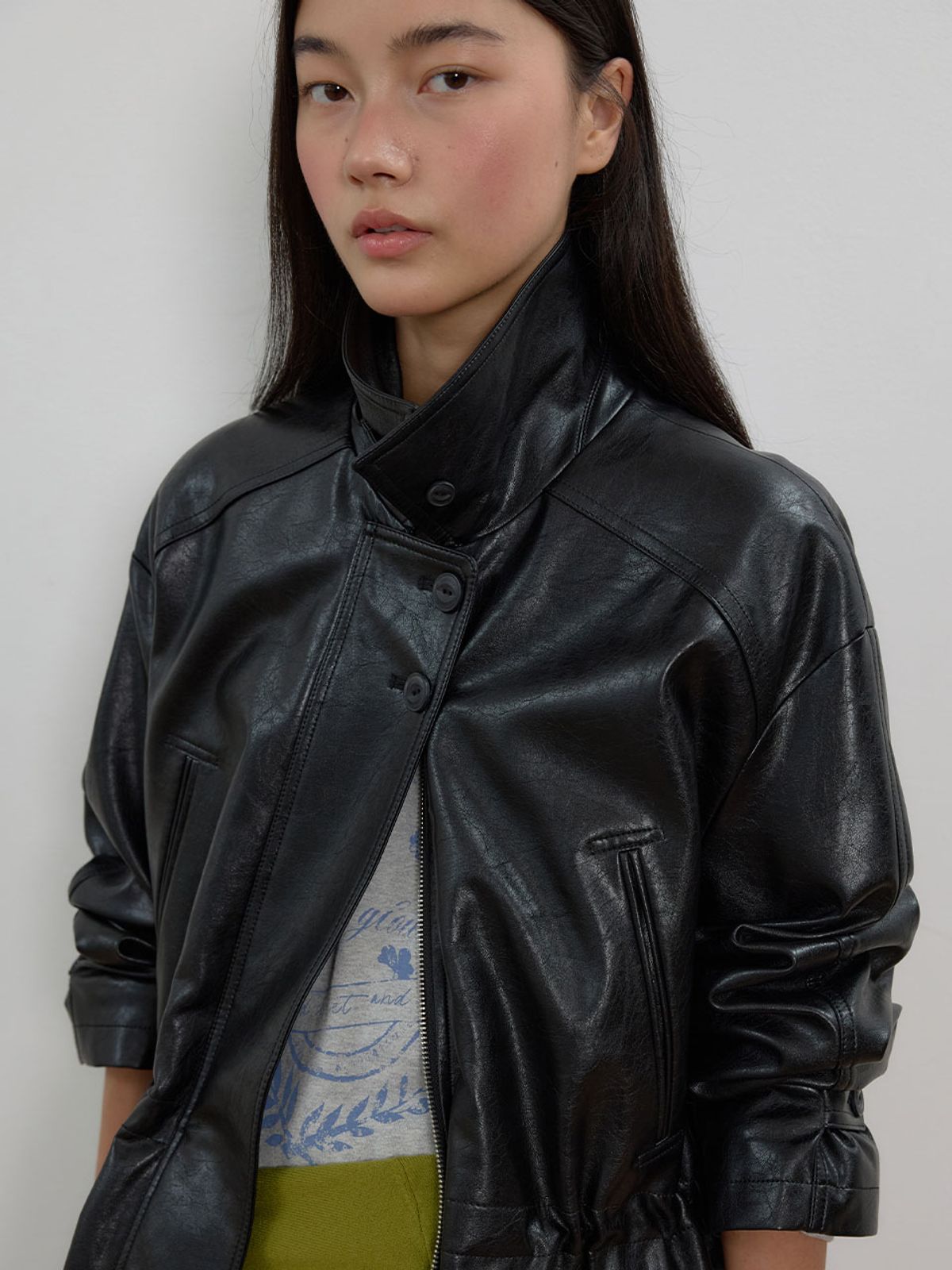 뮈뮈에르(MUEMUER) Faux Leather Safari Jacket MU2678JK802M