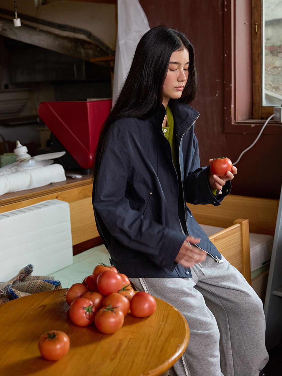 뮈뮈에르(MUEMUER) High-Neck Blouson Jumper MU2678JP803M
