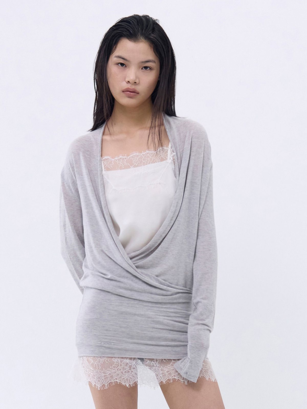 세릭(CERRIC) Slouchy Wrap Top _ Light Gray