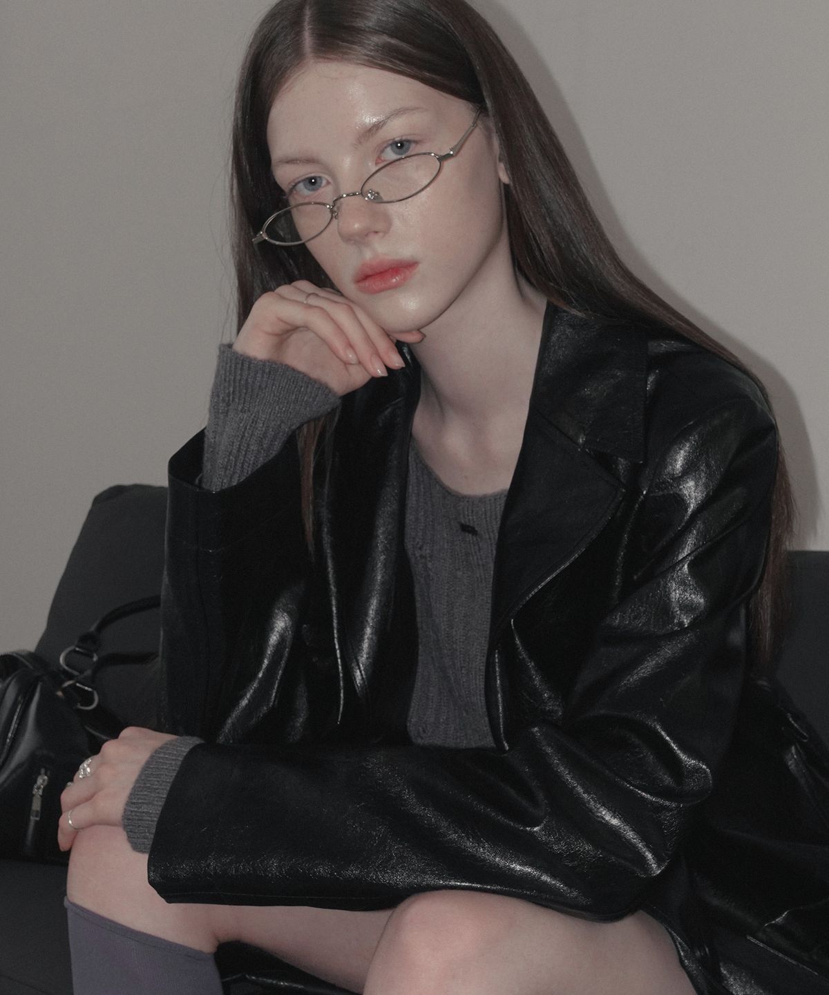 그로우하이드(GROWHIDE) 포딜 레더 트렌치 롱 코트_블랙