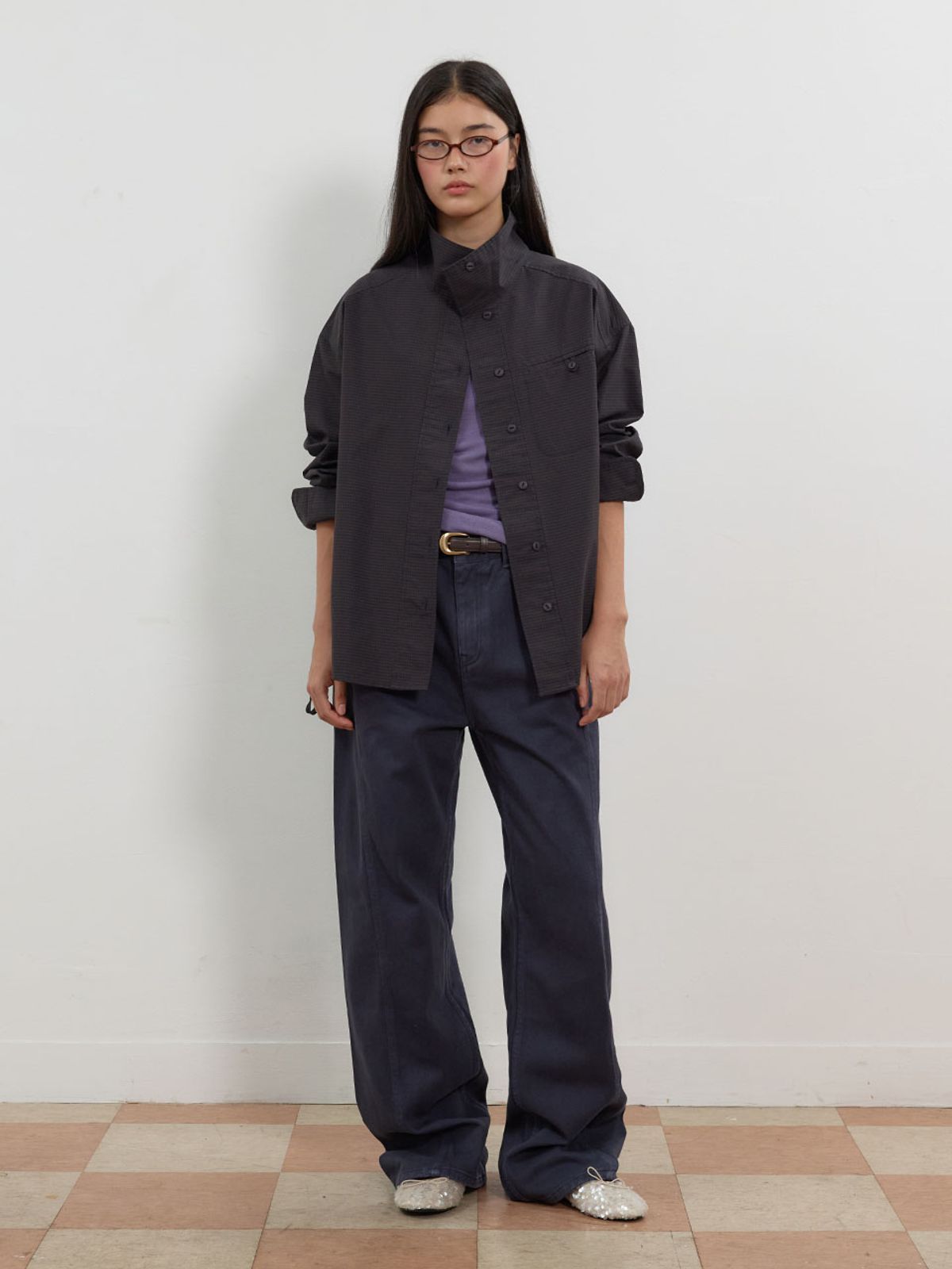 뮈뮈에르(MUEMUER) High Neck Half Blouson Shirt MU2678BL801M