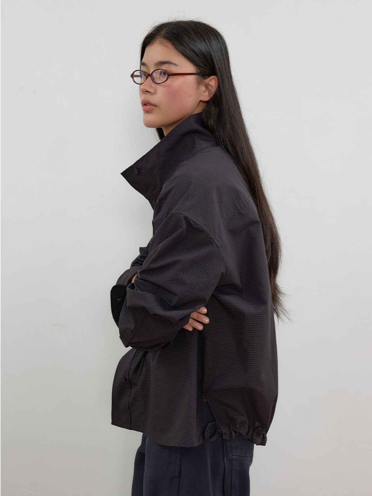 뮈뮈에르(MUEMUER) High Neck Half Blouson Shirt MU2678BL801M