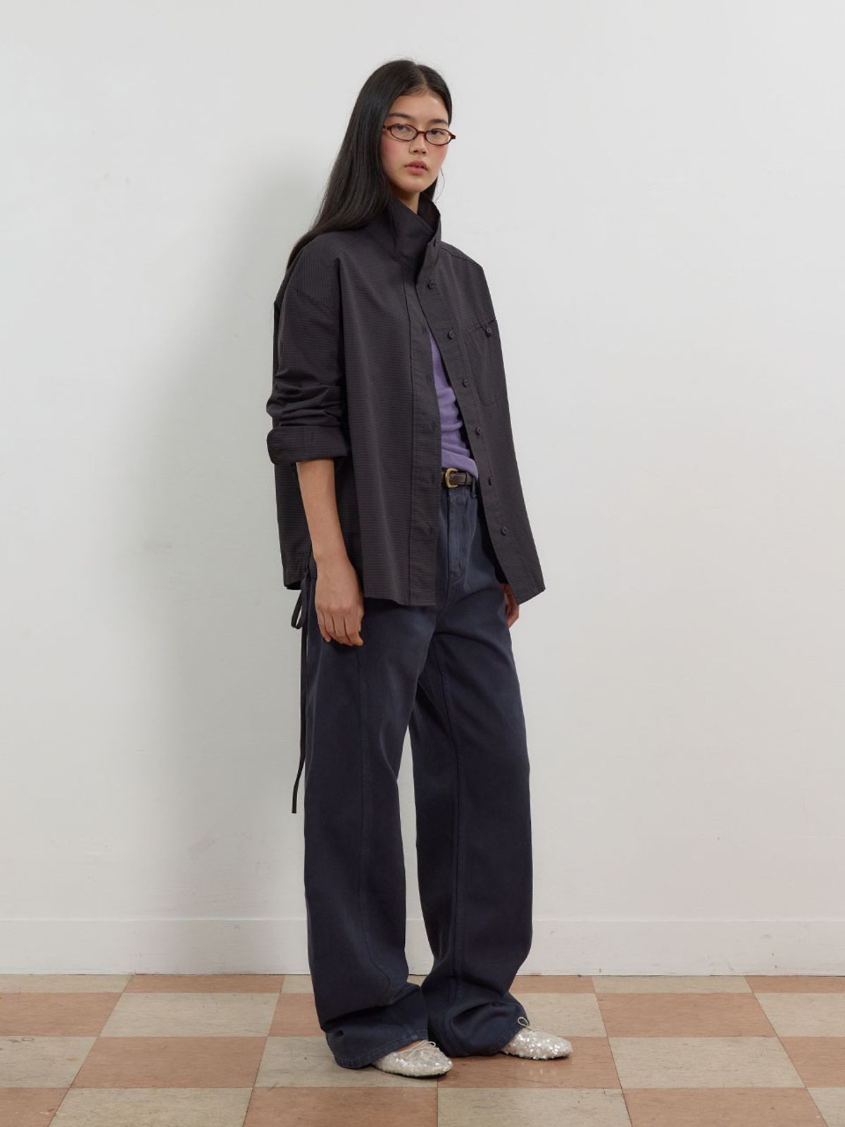 뮈뮈에르(MUEMUER) High Neck Half Blouson Shirt MU2678BL801M