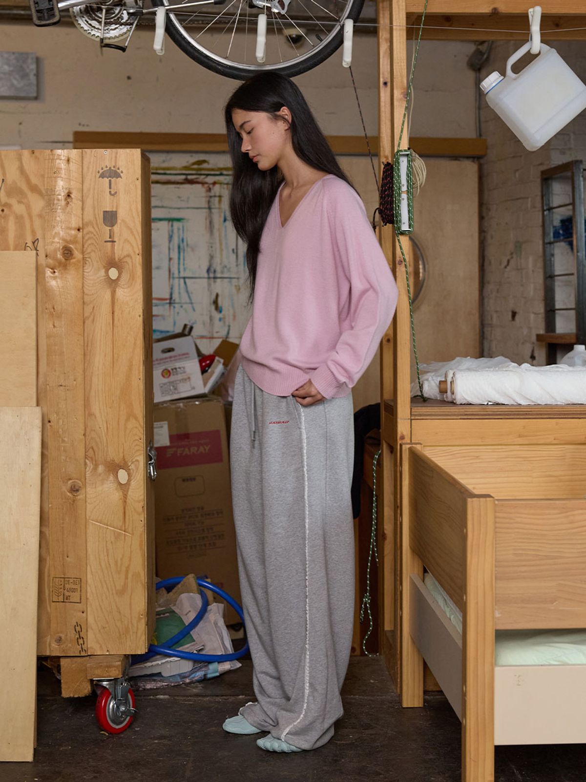 뮈뮈에르(MUEMUER) Lace Trimming Pants MU2678PT801M