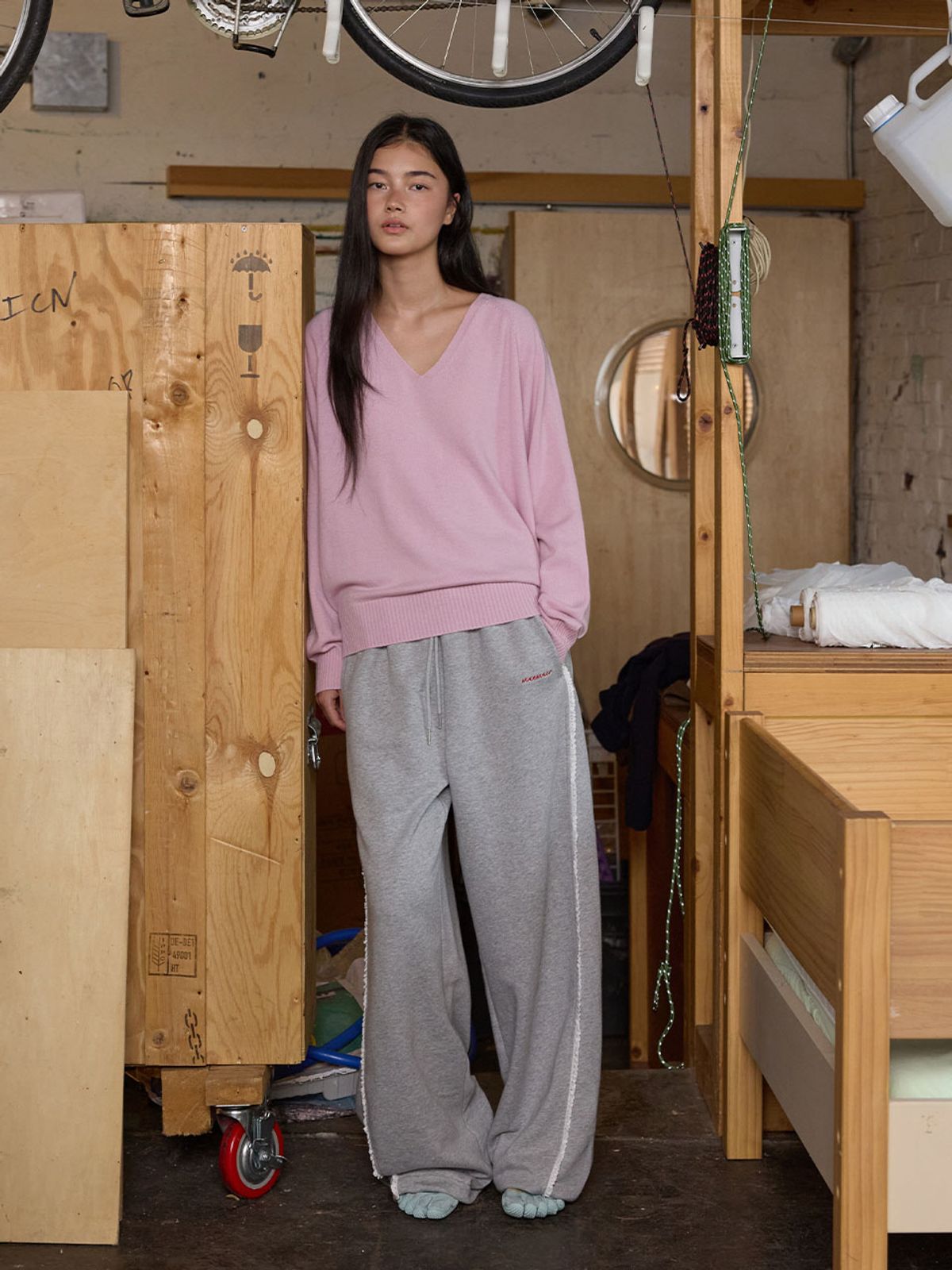 뮈뮈에르(MUEMUER) Lace Trimming Pants MU2678PT801M