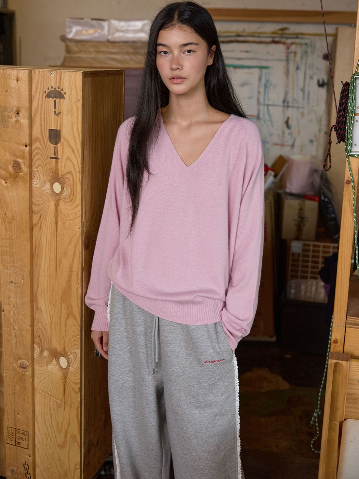 뮈뮈에르(MUEMUER) Lace Trimming Pants MU2678PT801M