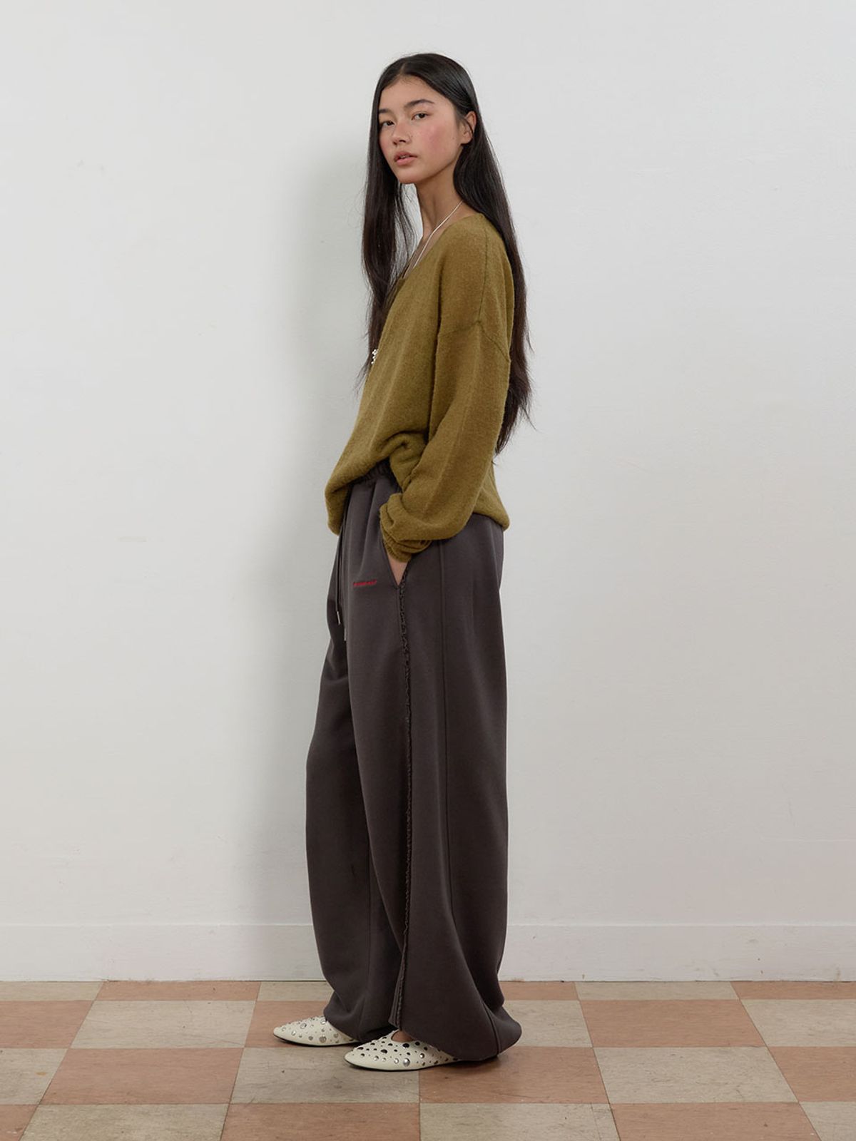 뮈뮈에르(MUEMUER) Lace Trimming Pants MU2678PT801M