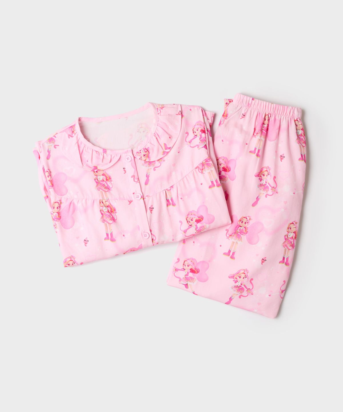 스파오 키즈(SPAO KIDS) [키즈] (레인보우버블젬) 프릴 긴팔 파자마(Pink)_SPPPG49KG3