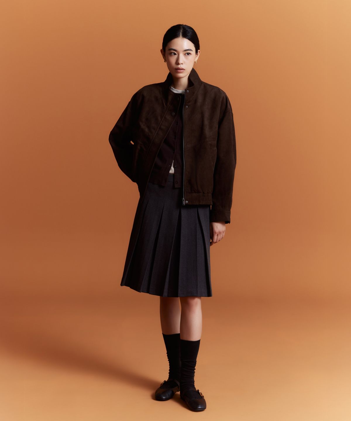 스파오(SPAO) [신세틱레더] 여성 블루종 점퍼 (스웨이드레더)_SPJLG49W05