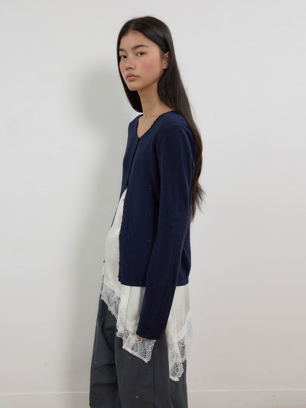 뮈뮈에르(MUEMUER) Pointelle Knit Cardigan MU2678CD803M