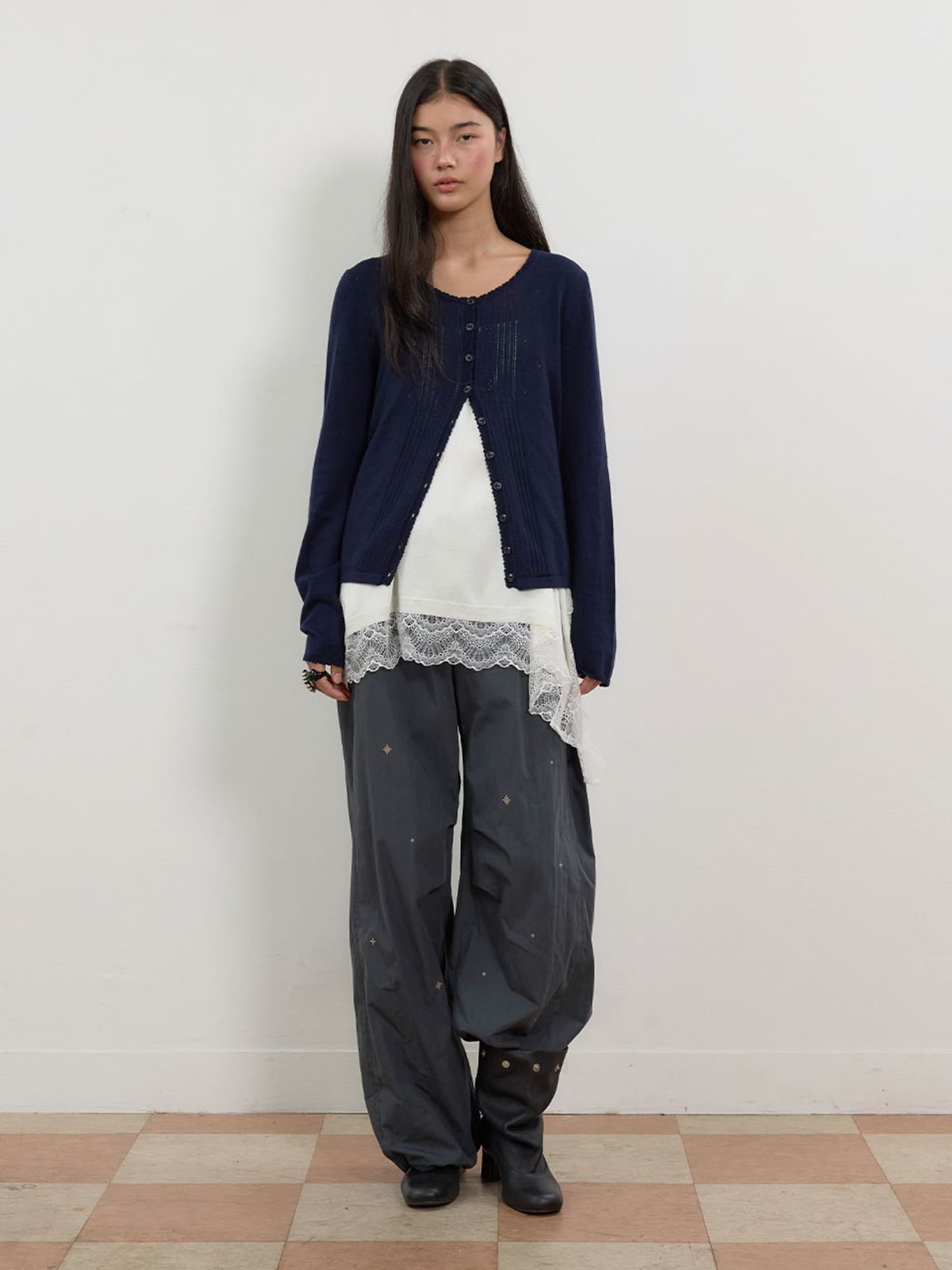 뮈뮈에르(MUEMUER) Pointelle Knit Cardigan MU2678CD803M