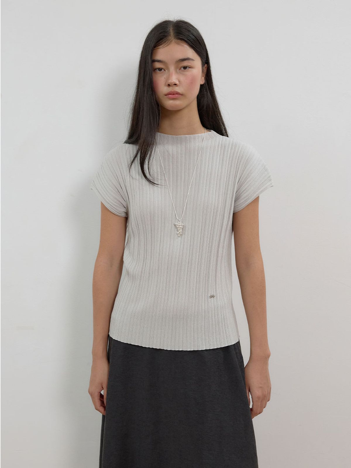 뮈뮈에르(MUEMUER) Pleated Short Sleeve Knit Top MU2678PO801M