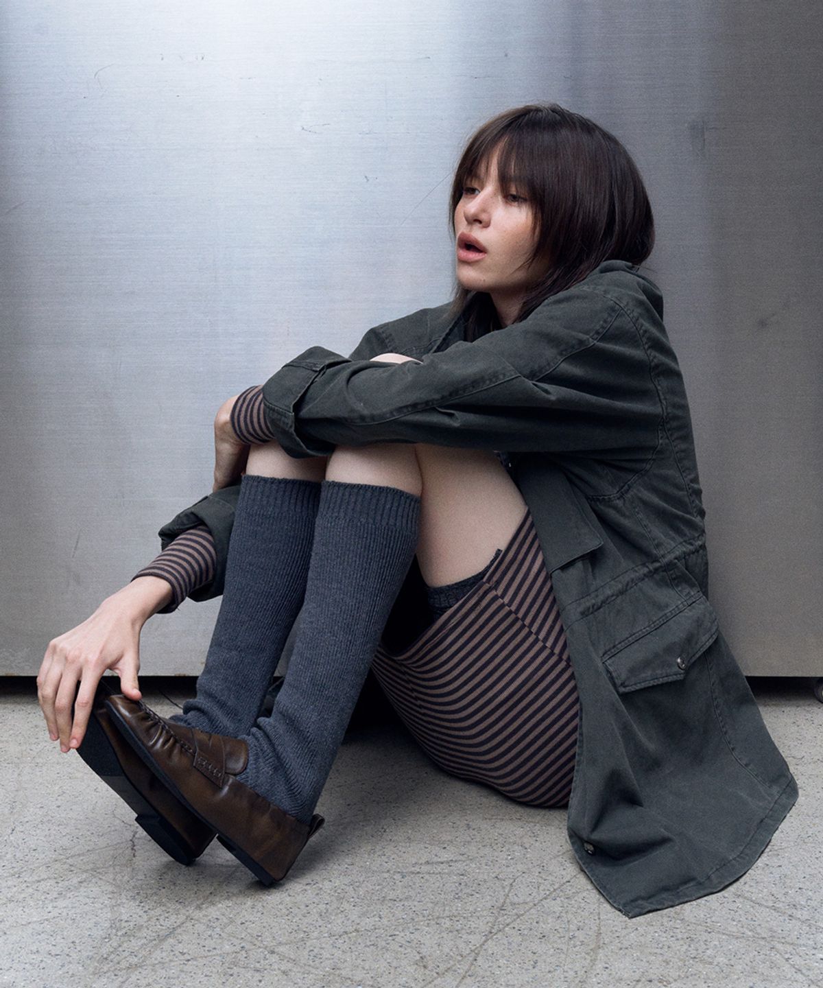 기호(KHIHO) 리브 셔링 페니로퍼 브라운