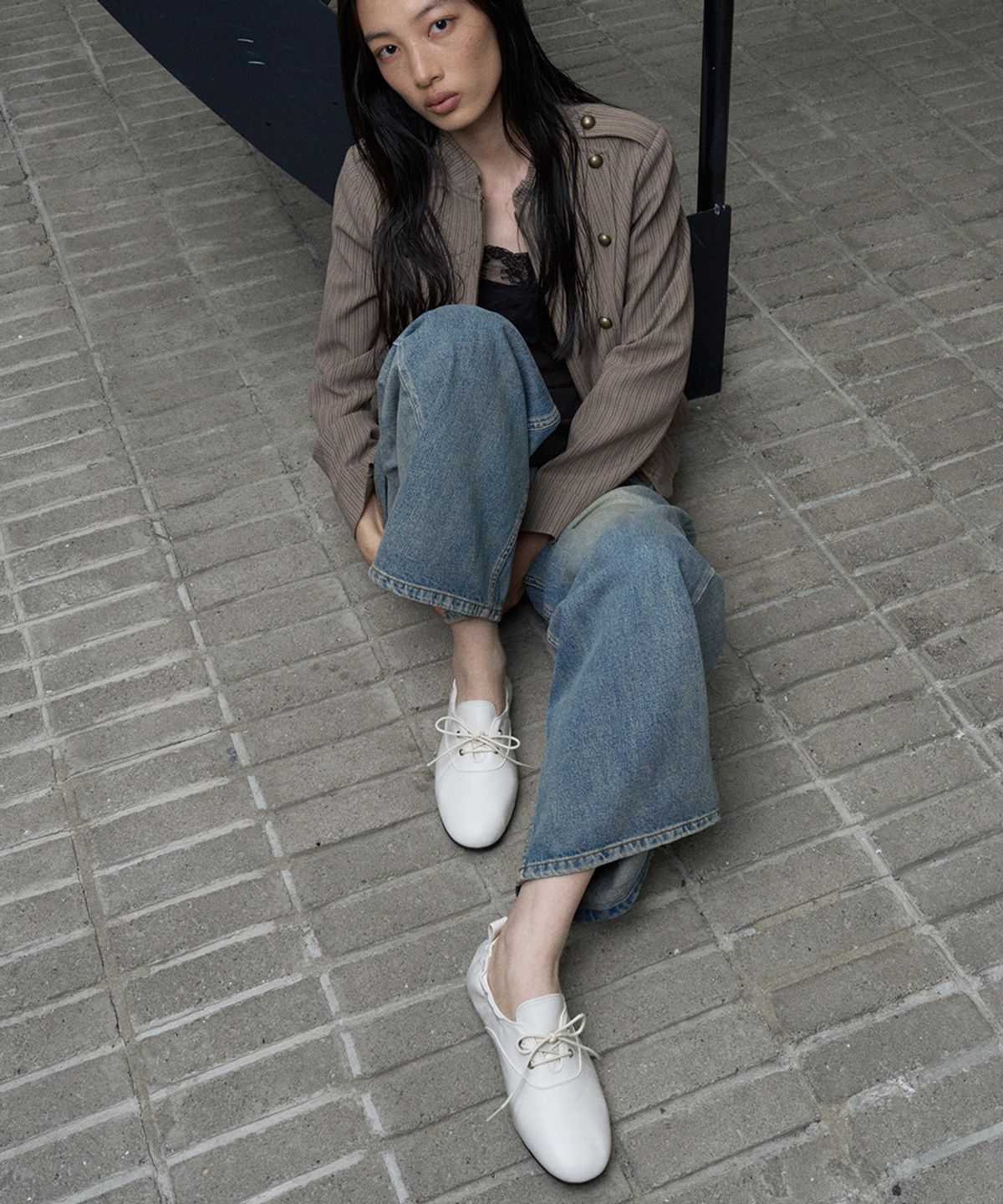 기호(KHIHO) 리브 셔링 옥스포드 로퍼 아이보리