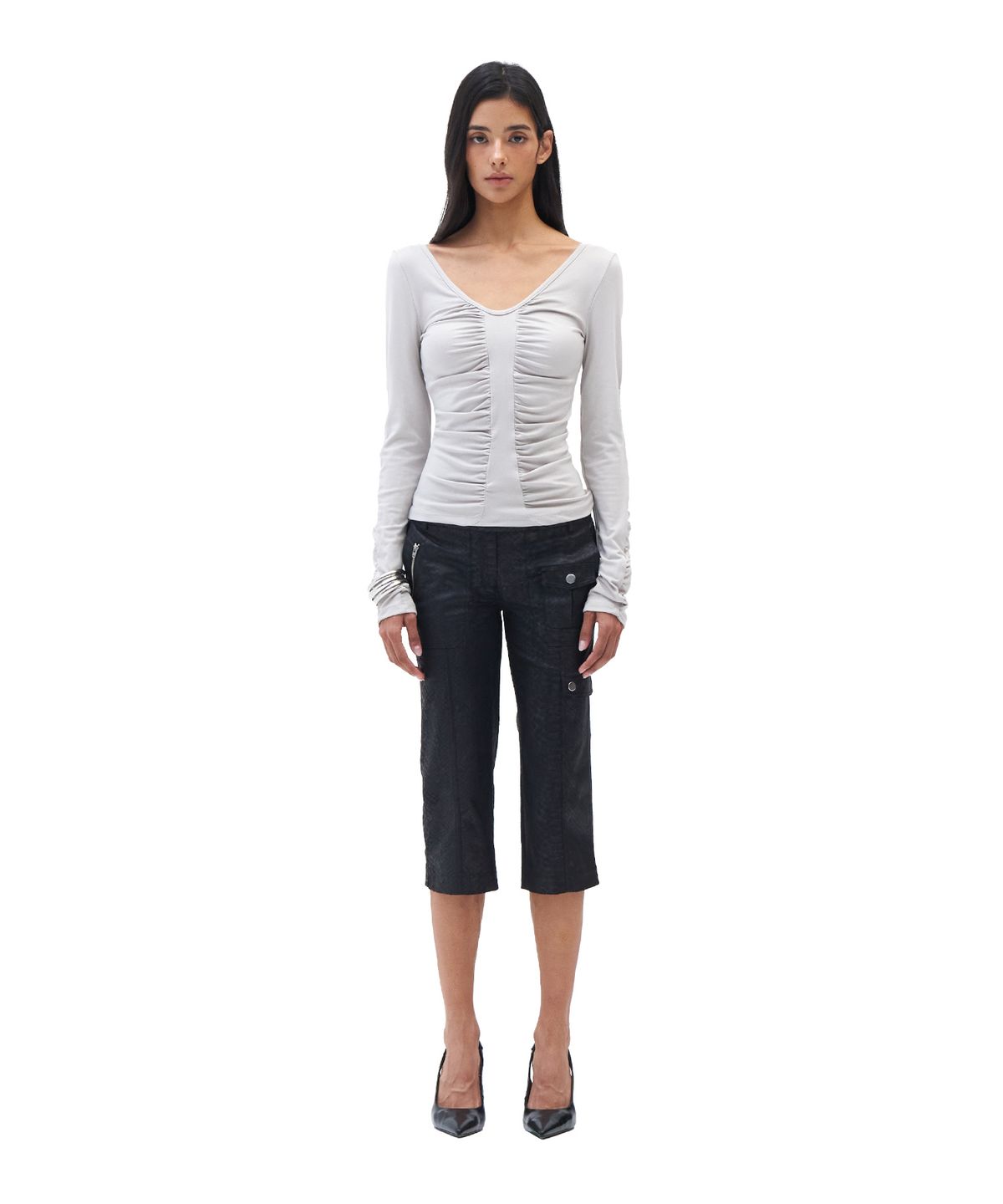 힐다(HILLDA) Python Capri Pants [Black]