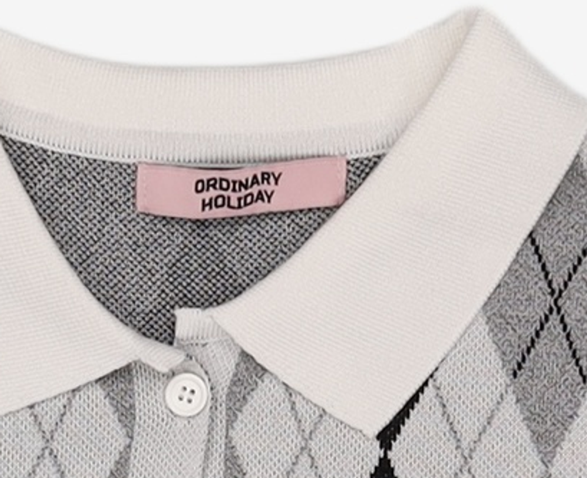 오디너리 홀리데이(ORDINARY HOLIDAY) 아가일카라가디건 ARGYLE COLLAR GARDIGAN FREE