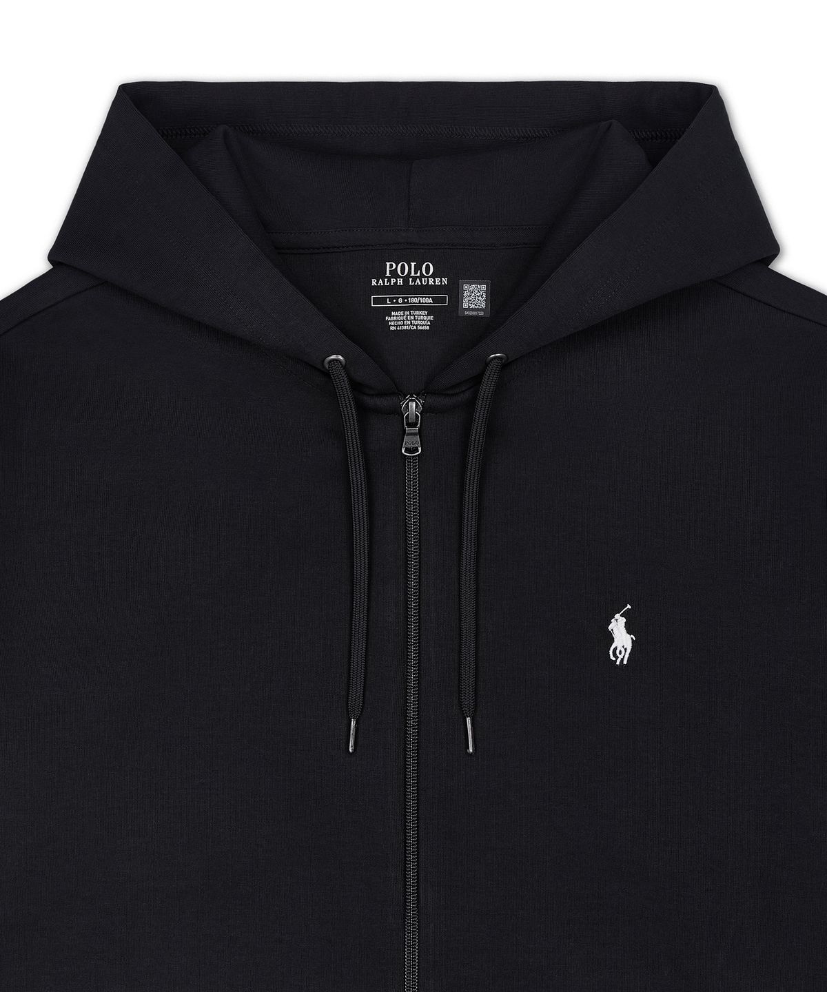 폴로 랄프 로렌(POLO RALPH LAUREN) 더블 니트 풀 지퍼 후디-블랙