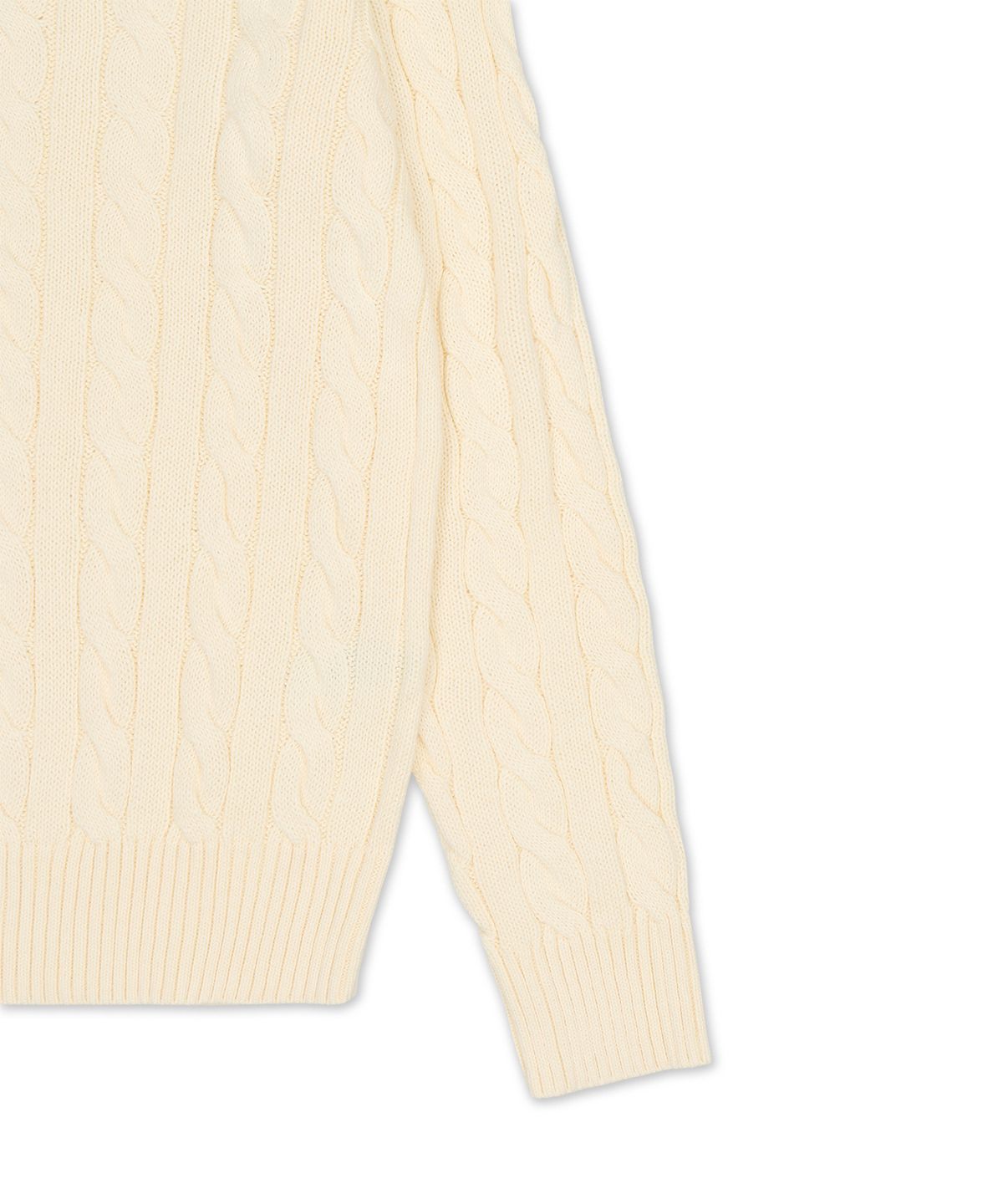 폴로 랄프 로렌(POLO RALPH LAUREN) 케이블 니트 코튼 쿼터 지퍼 스웨터-내추럴