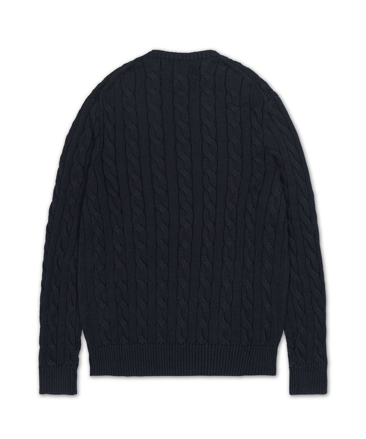 폴로 랄프 로렌(POLO RALPH LAUREN) 케이블 니트 코튼 브이넥 스웨터-네이비