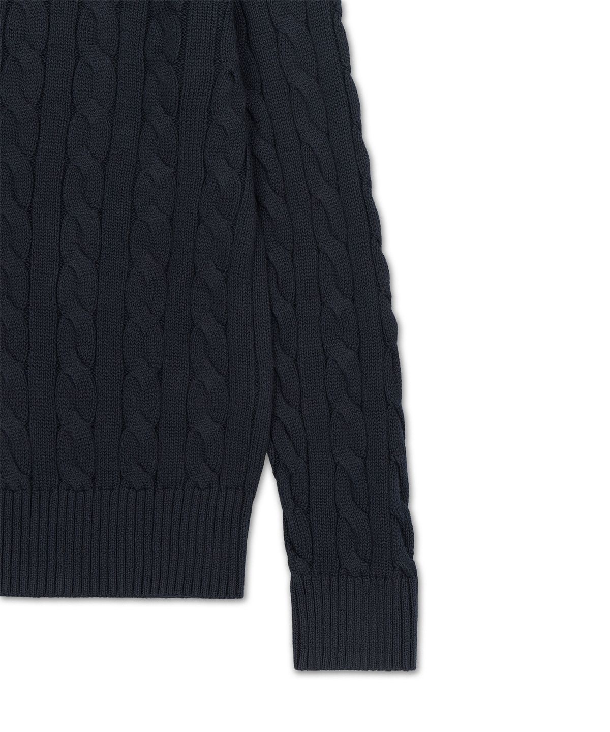 폴로 랄프 로렌(POLO RALPH LAUREN) 케이블 니트 코튼 브이넥 스웨터-네이비